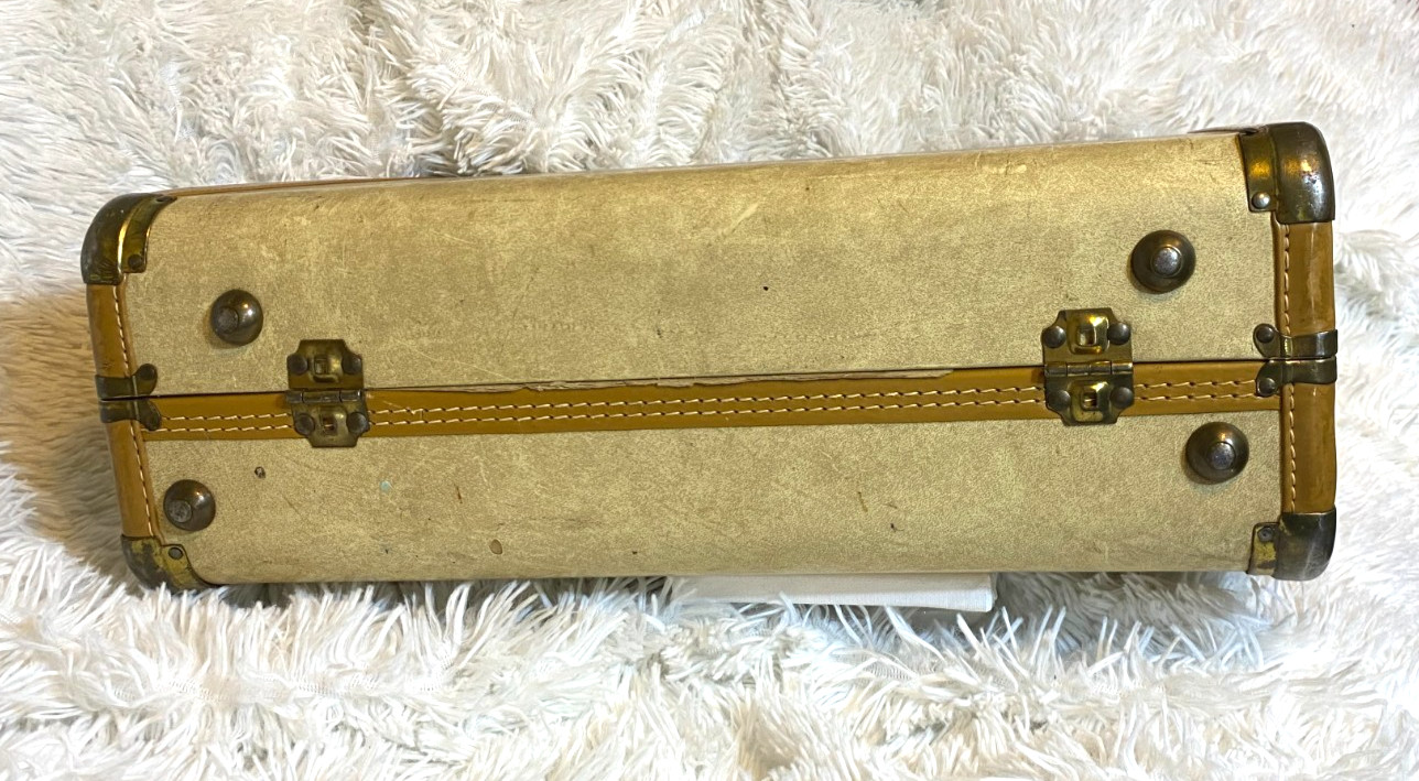 VINTAGE JC Penney Towncraft Tan Brown Hard Shell Suitcase 13″x18″ Travel Luggage