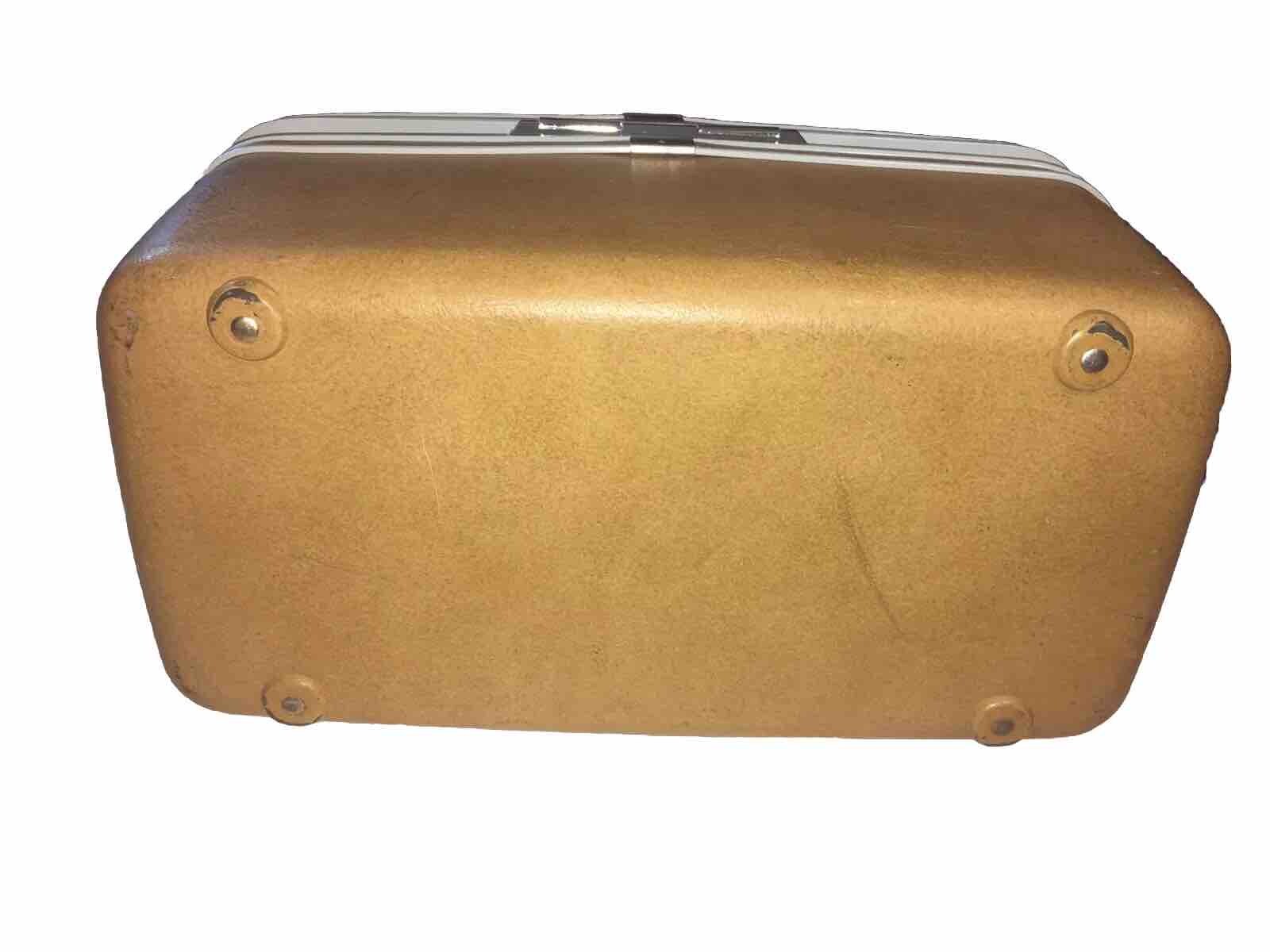Vintage Samsonite Silhouette Yellow/Marigold Train Case Make-Up Travel w/Tray