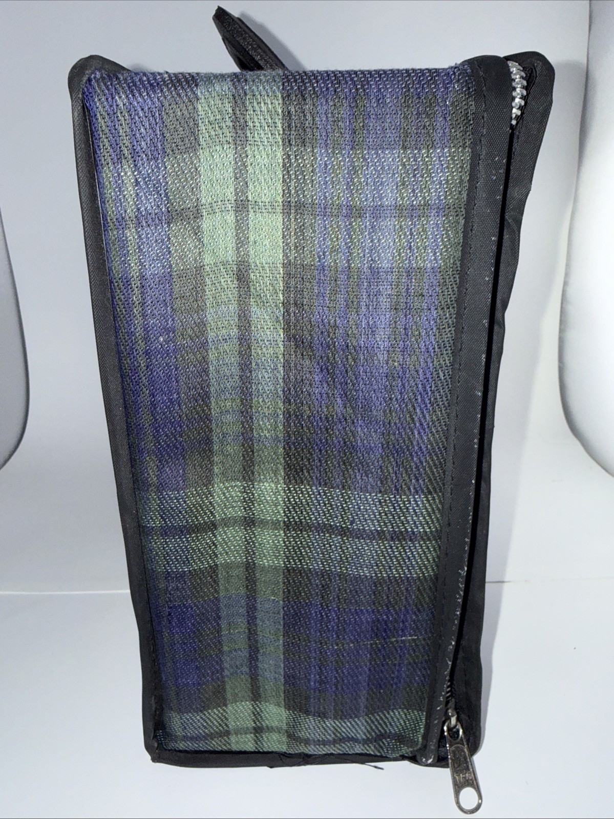Vintage Mid Century 1970s Blue And Green Plaid Suitcase Dolls Grandmas 10” By 13