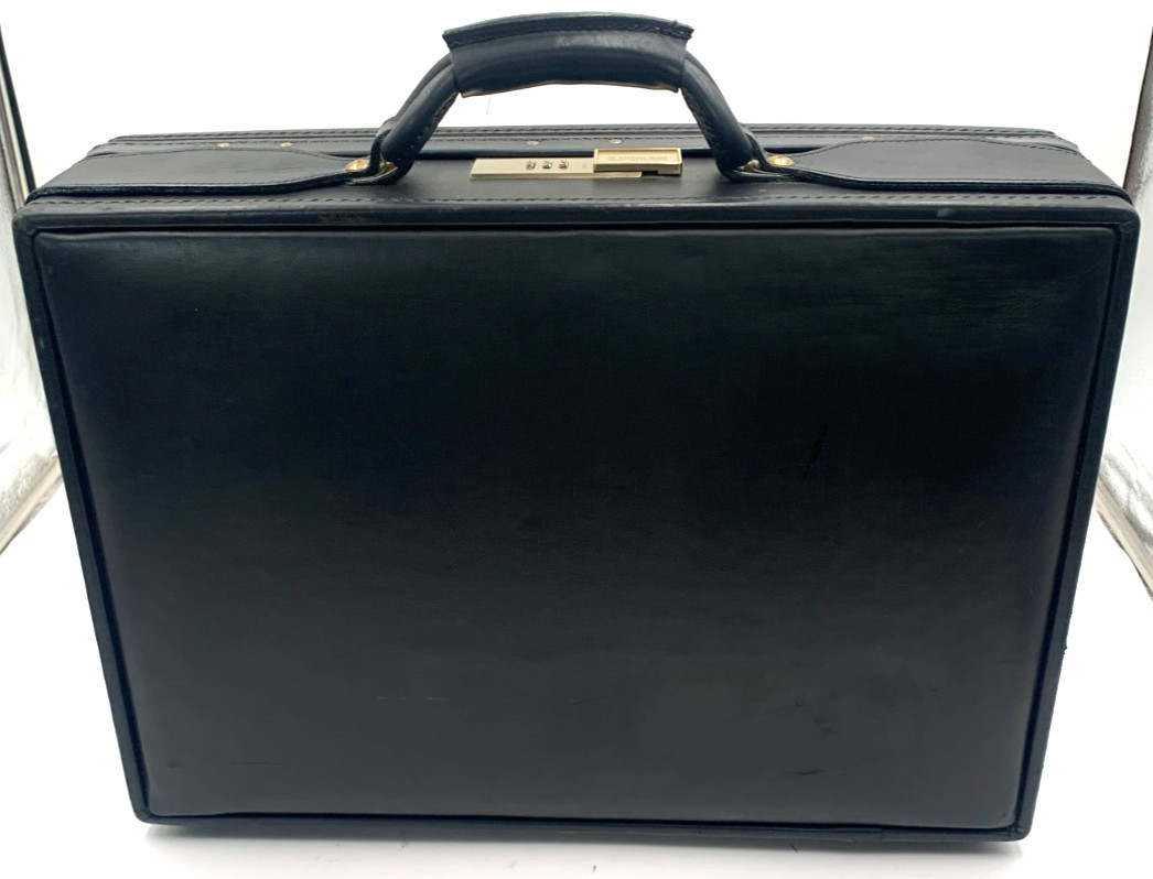 Vintage Hartmann Luggage Natural Belting Leather 18″ Briefcase Made in USA Black