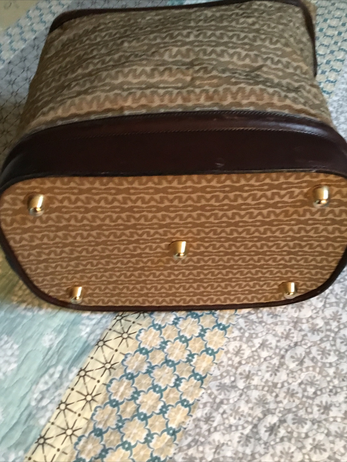 VTG Mark Cross Weekender Luggage Suitcase Satchel Canvas Leather Italy