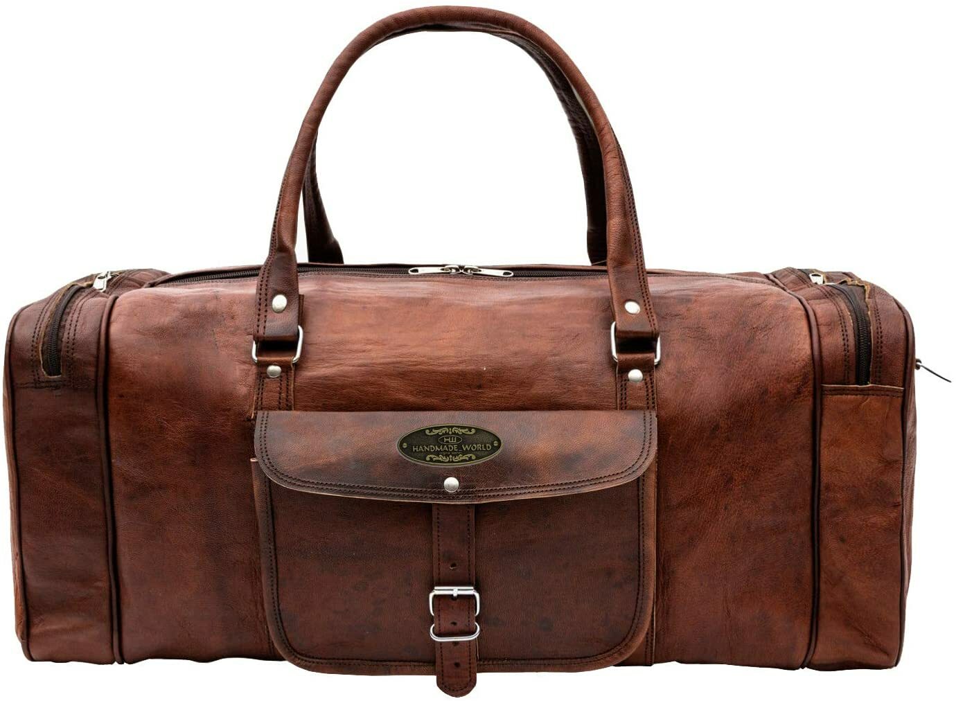 High Quality Leather Duffle Travel Bag Men Luggage Gym Vintage Weekend Overnight