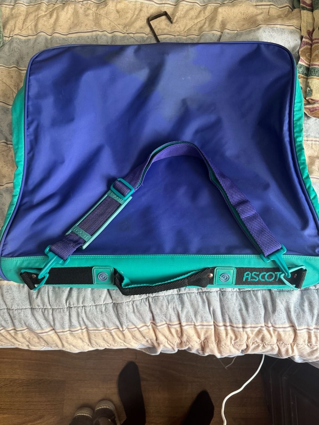 Vintage Ascot 90s Retro Color Block Hanging Garment Bag Purple & Teal