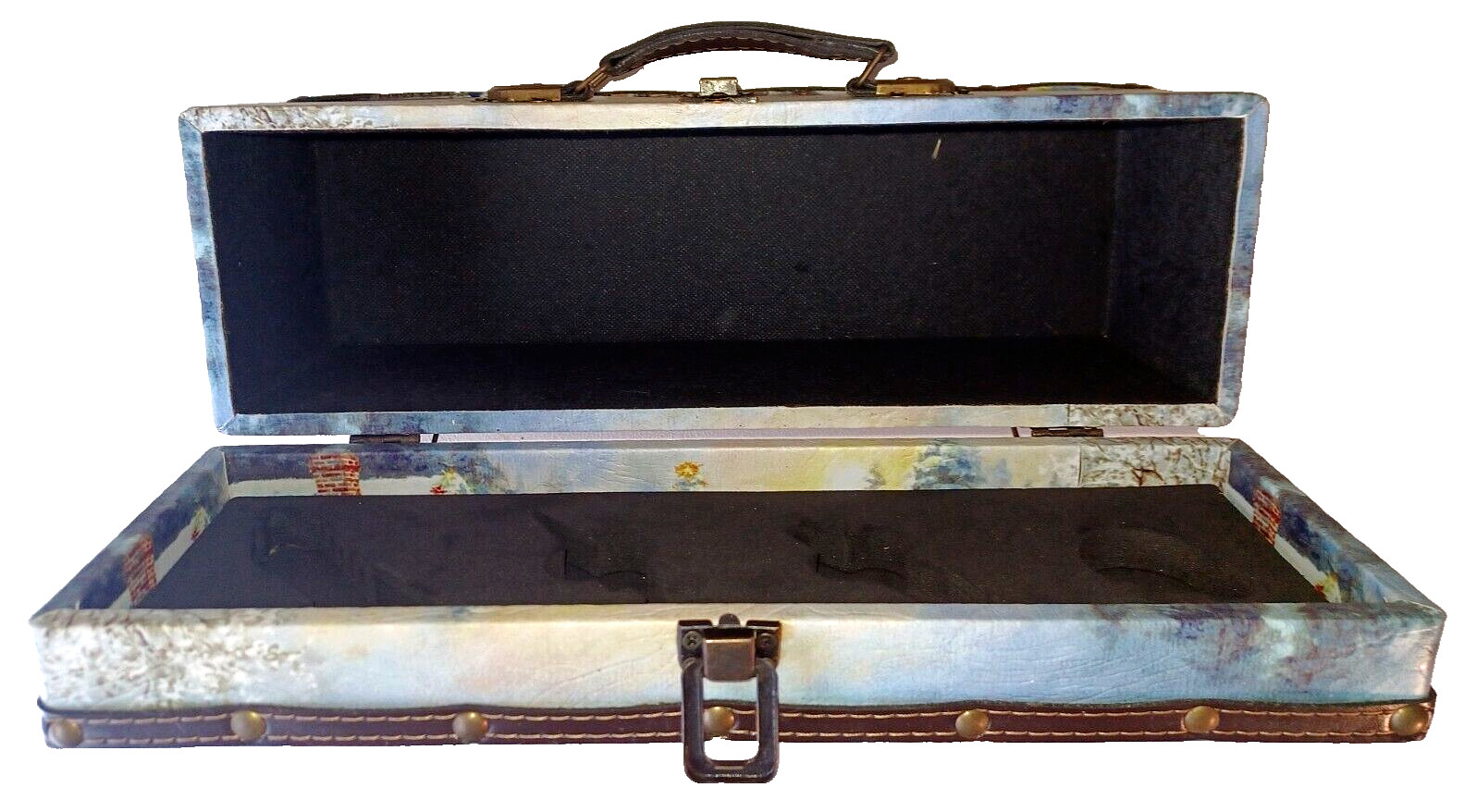Vtg EC Christmas Theme TRAIN CASE Quality Heavy Latch Container / Storage
