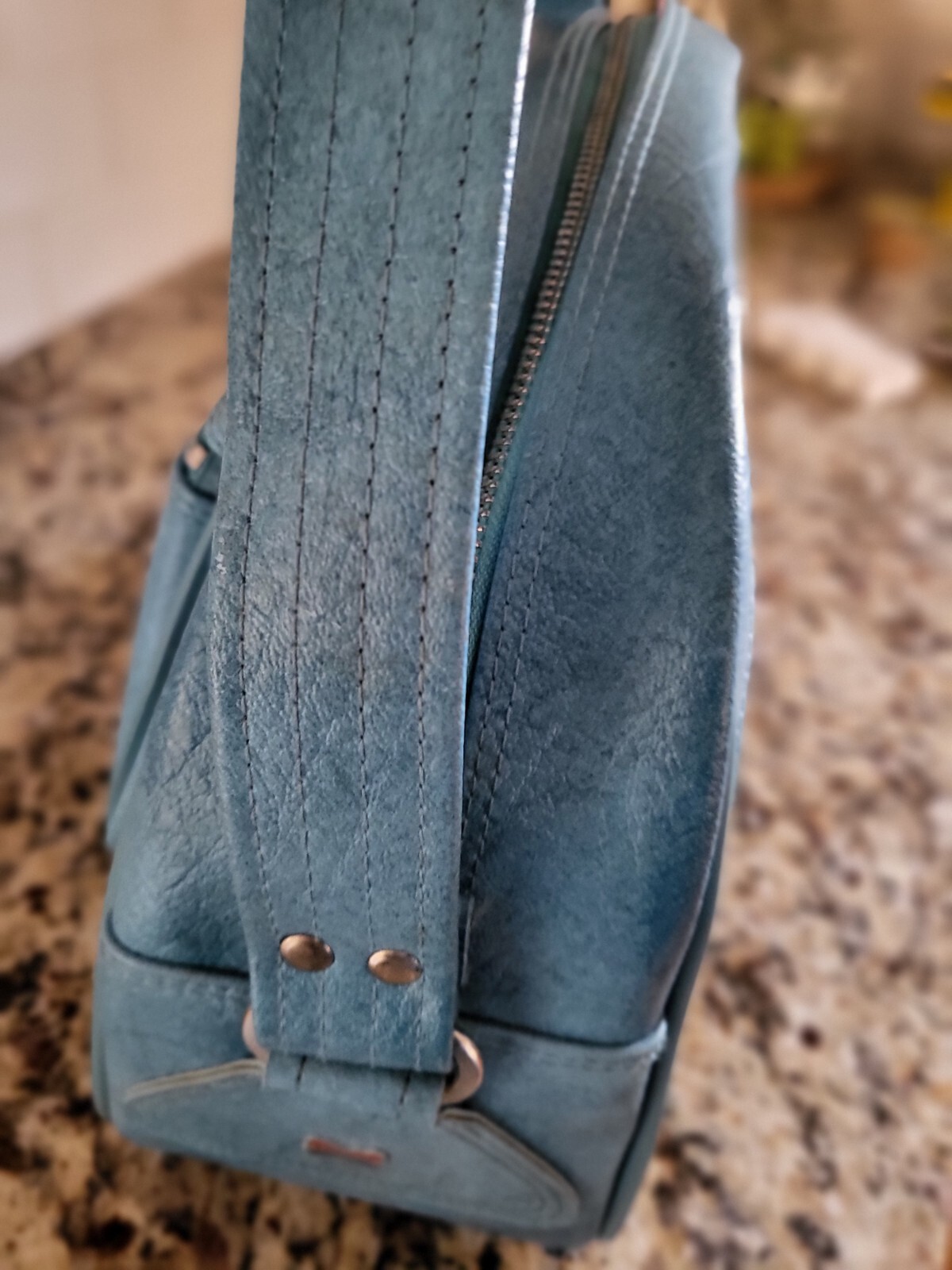 Vintage 1975 American Tourister Aqua Travel Bag Carry On Luggage Shoulder Strap