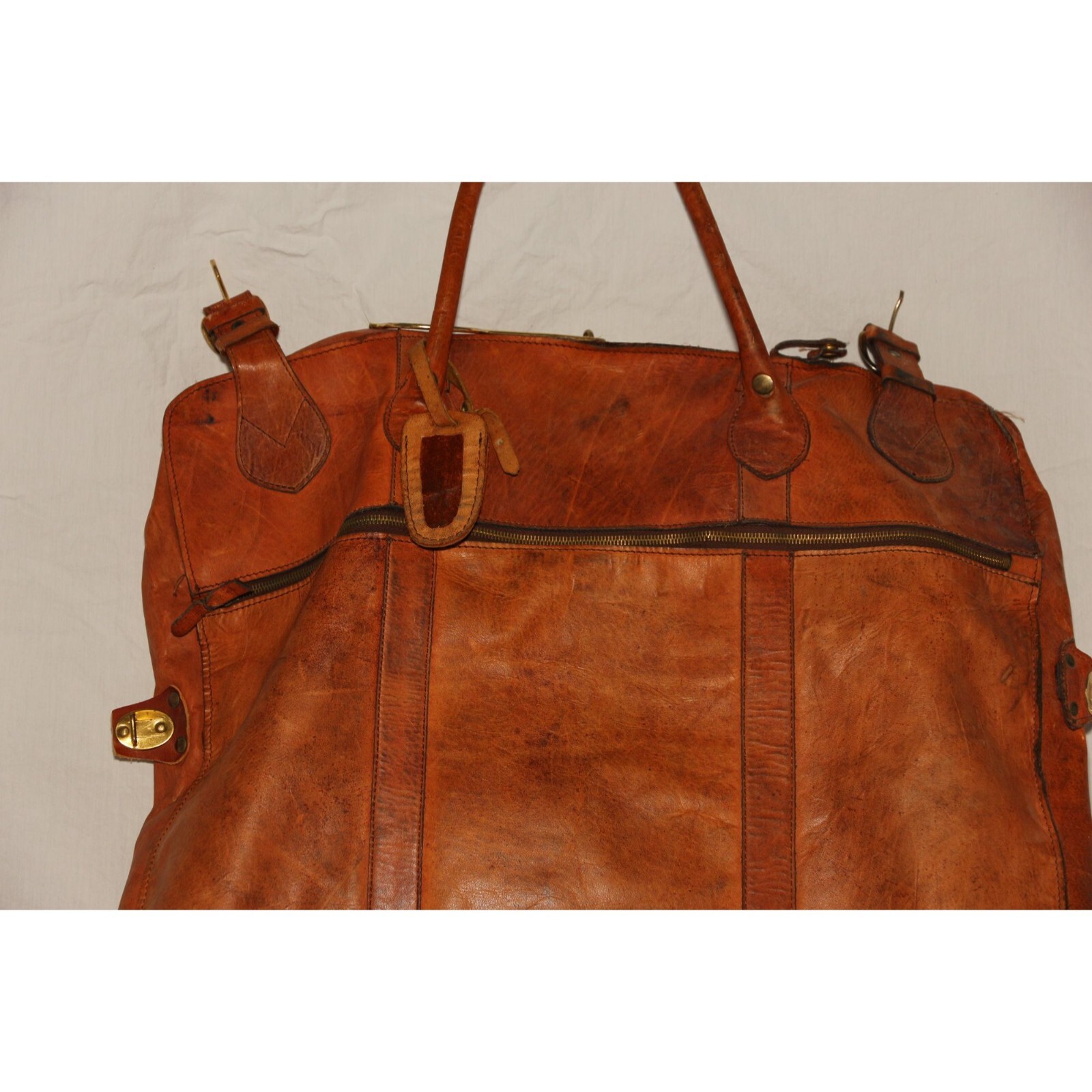 Vintage R.O.N.A. Go Anywhere Leather Garment Bag 1970’s Handmade Argentina Hangi