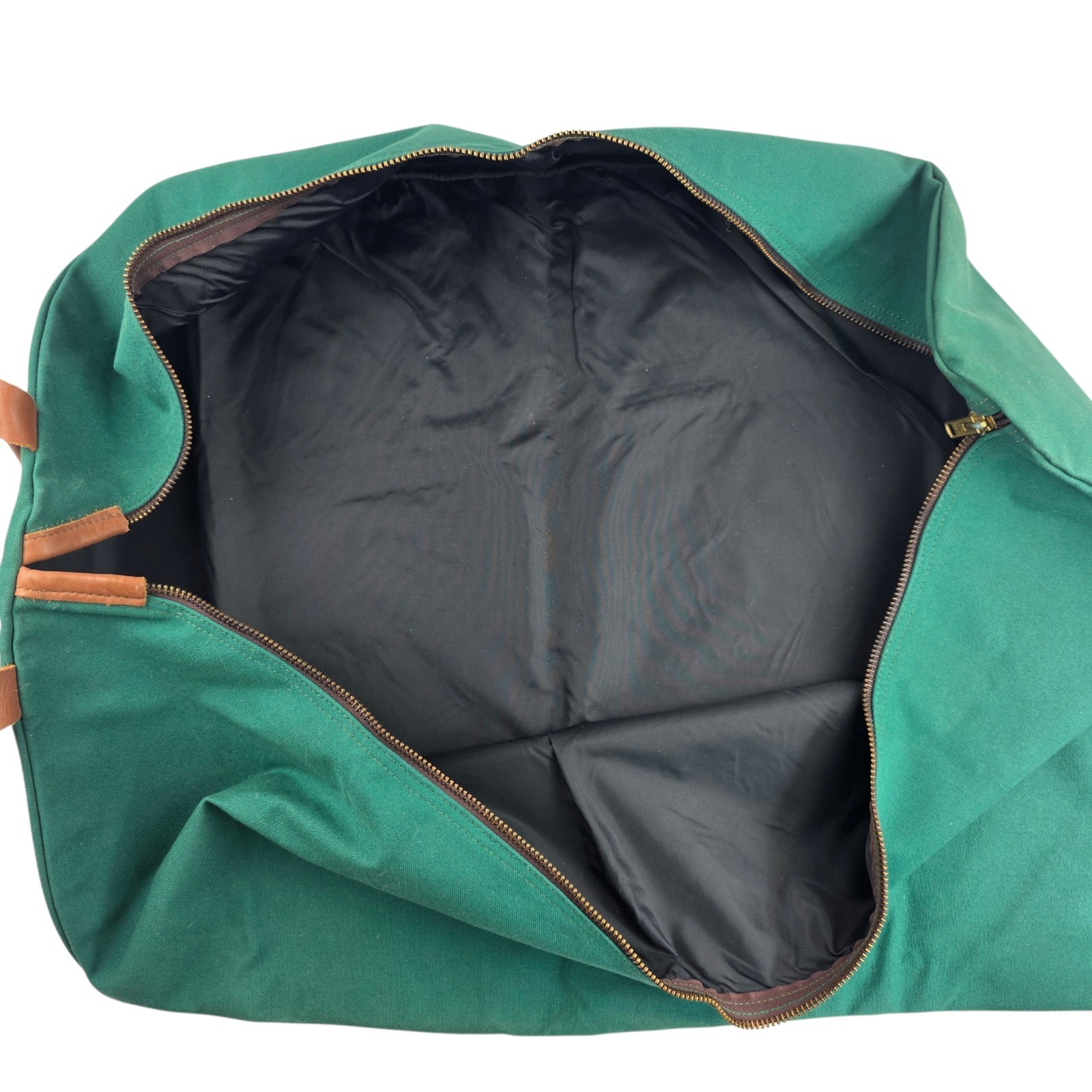 Vintage Green Canvas Leather Zippered Garment Bag Luggage Suit