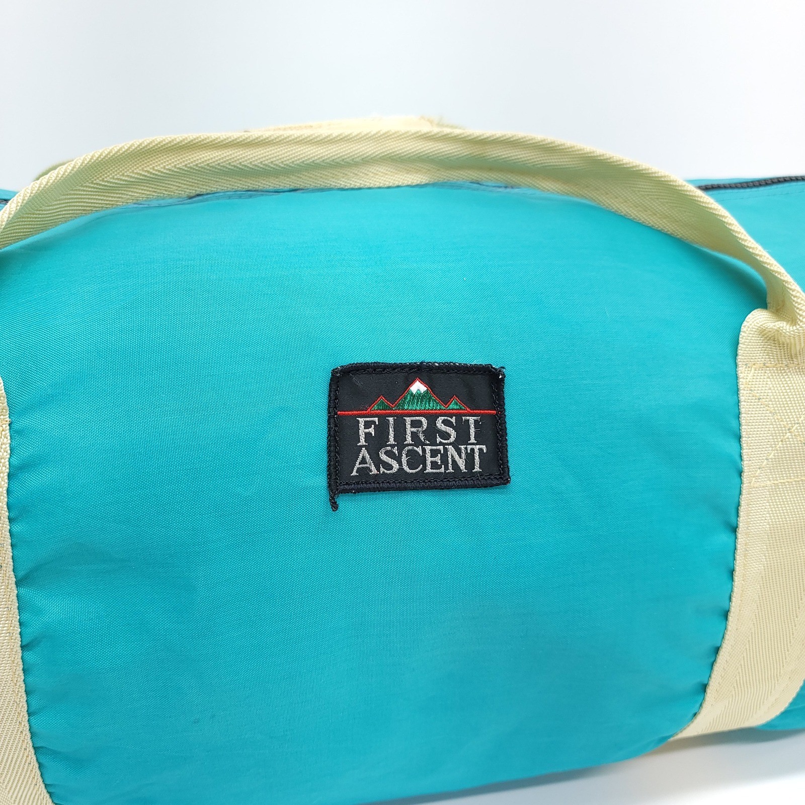 Vintage 70s First Ascent Duffle Bag Sleeping Bag Bag – Teal & Gold