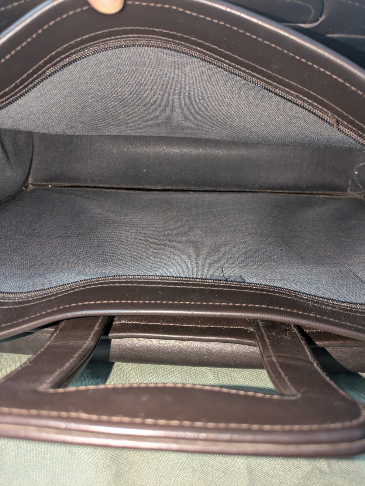 Large Dark Brown Briefcase Structured Professional Design Sturdy Handles 16x12x7