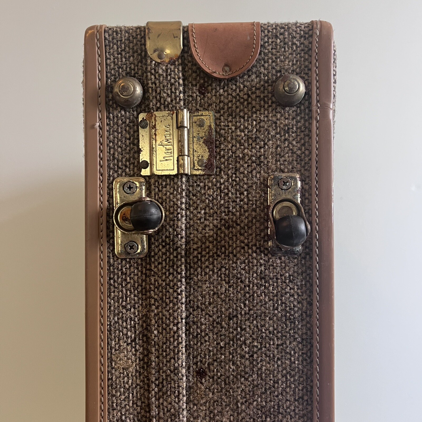 Hartmann Luggage Tweed Leather Suitcase Belting Combination Vintage 24x18x7