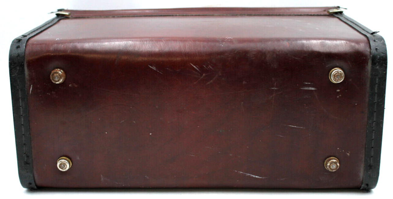 8x12x18″ Brandy Wine Red Leather Audit Attorney Bag Attache Satchel Comb Lock+++