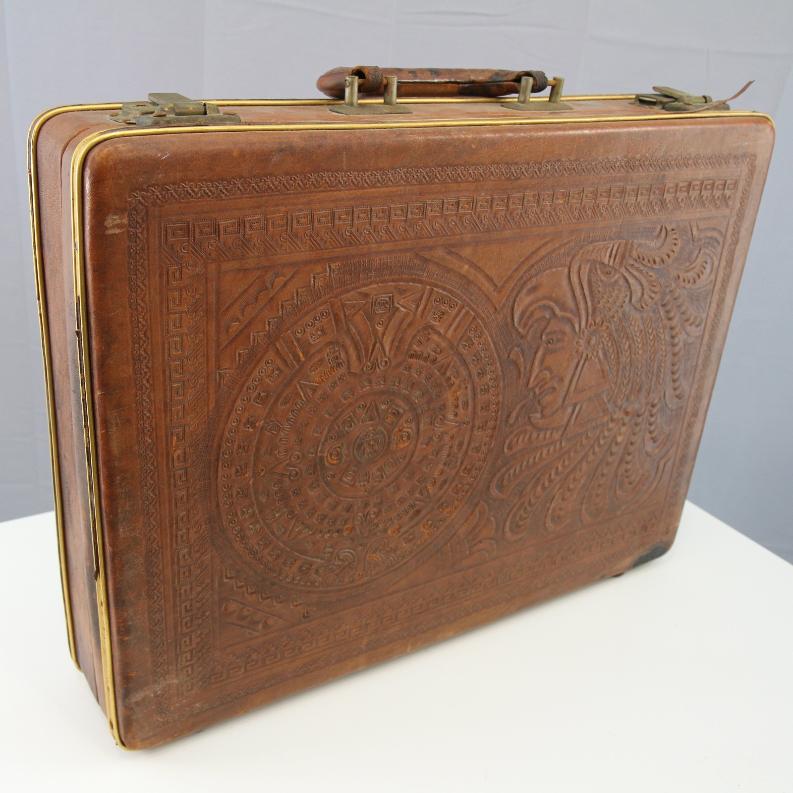 Vintage Flores Bags Embossed Leather Hard Side Briefcase for Refurb