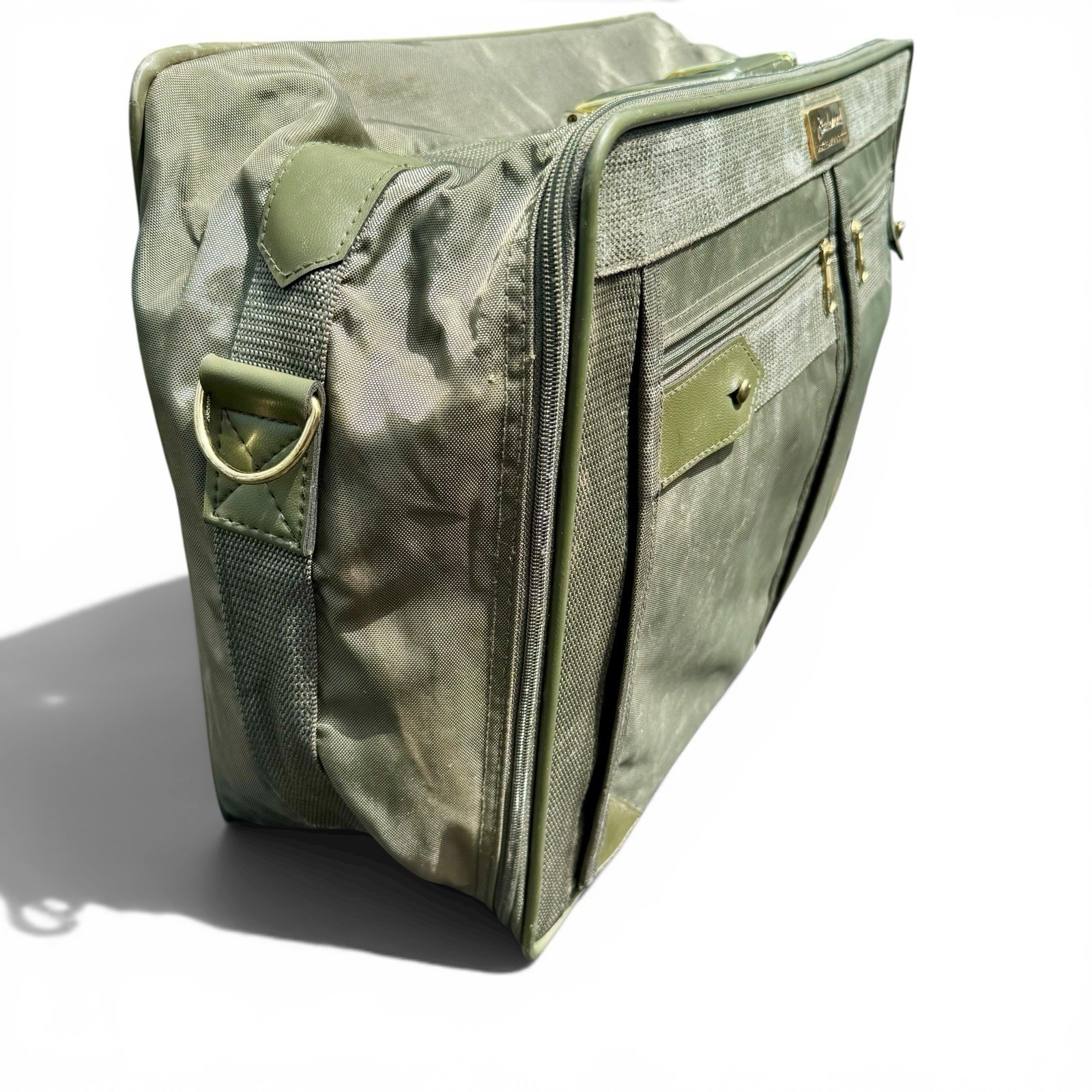 Vintage Boulevard by Paolo Gucci Green Carry On Luggage Gold Hardware 21”
