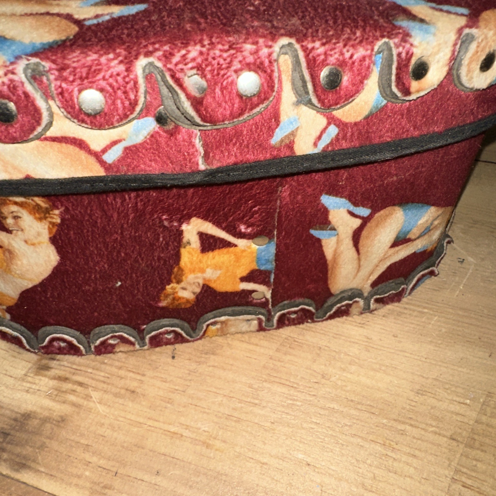Vintage 40s Small Felt Girly Suit Case Red See Pic