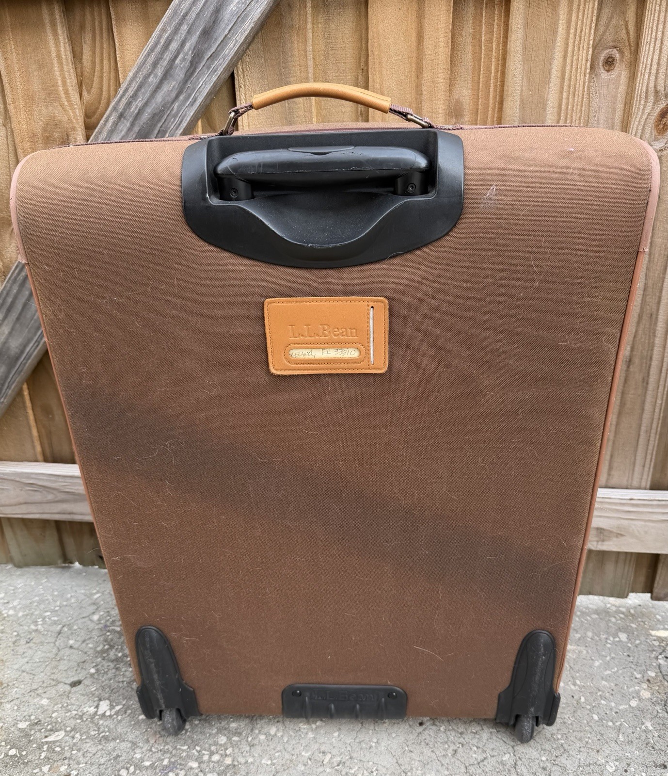 Vintage 80’s LL Bean Rolling Suitcase Luggage Brown W/ Leather Trim