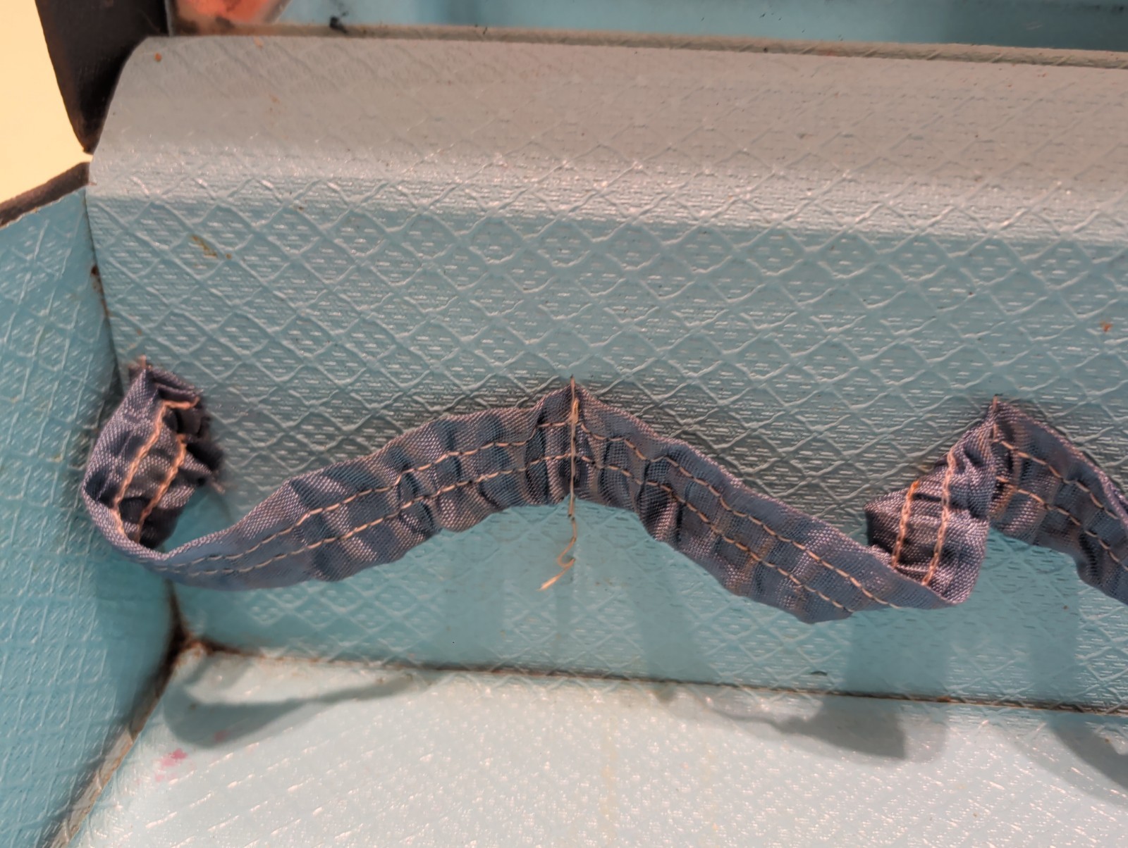 Vintage Mid-Century Cosmetic Train Case with Blue Interior & Mirror