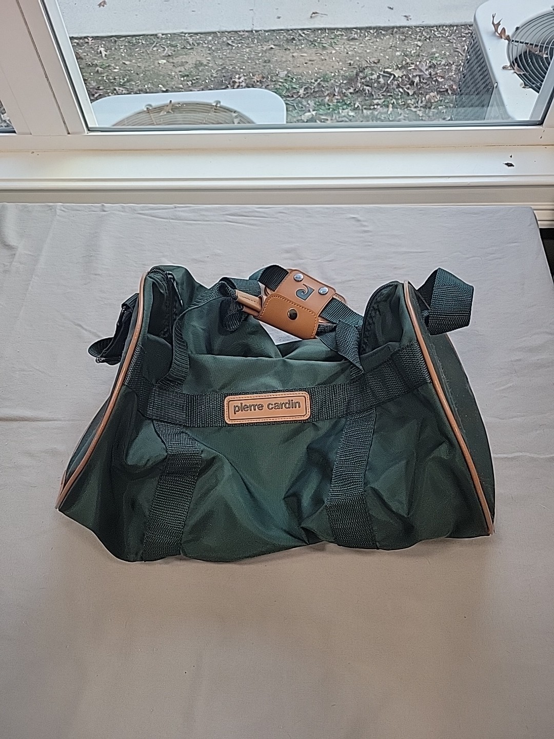 Vintage Pierre Cardin DUFFLE BAG Forest Green Nylon Travel Gym Weekend Carry On