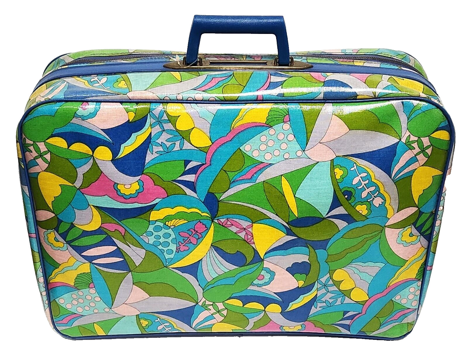 Vintage 1960’s Psychedelic Mod Carry On Suitcase Made In Japan 20″ x 14″ x 6″