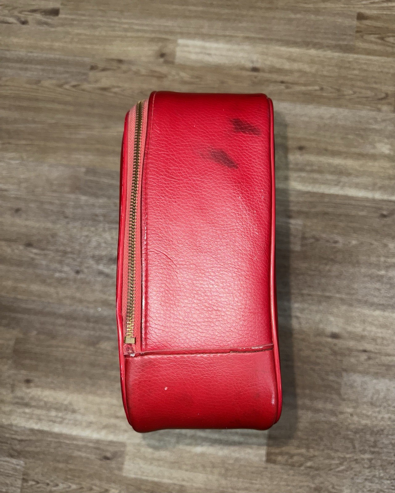 Vintage Red Suitcase Overnight Bag Travel Luggage Zipper Closure Carry On