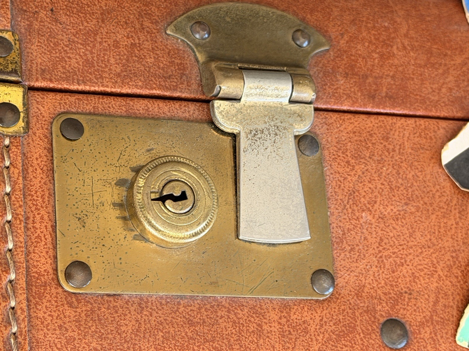 Vintage Mid-Century Leather Suitcase | Classic Tattersall Lining Notebook Holder