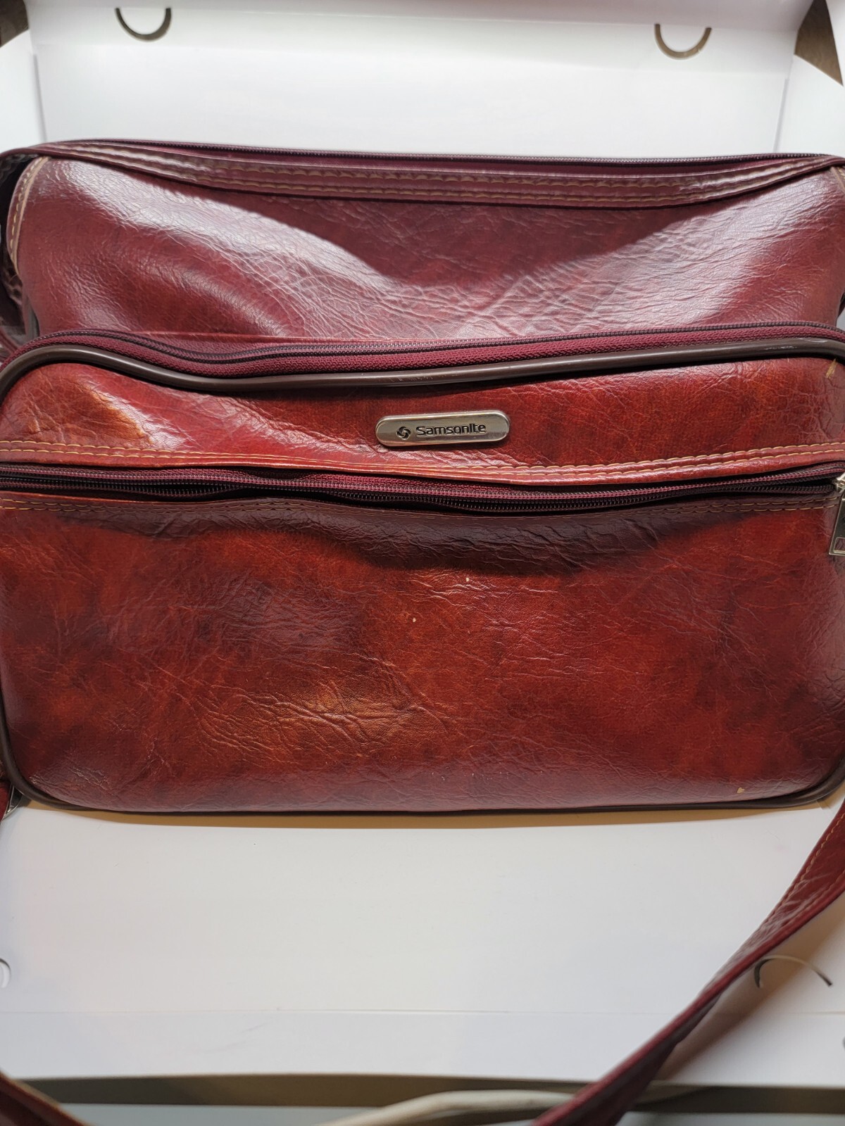 Vintage Samsonite Silhouette 2 Cognac Brown Crossbody Messenger Bag Carry On