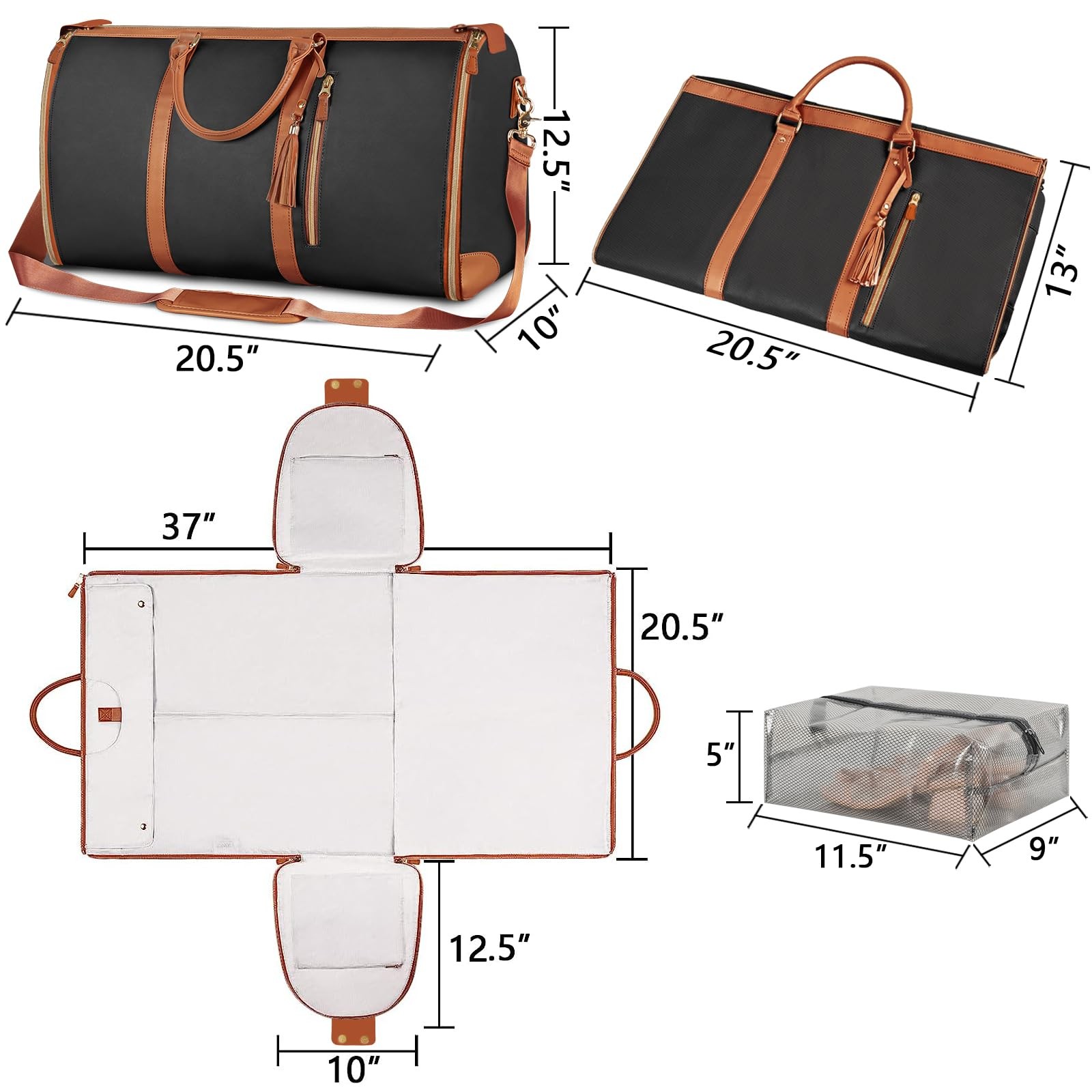 Ytonet Garment Duffle Bag, Convertible Carry-on, Travel, Women