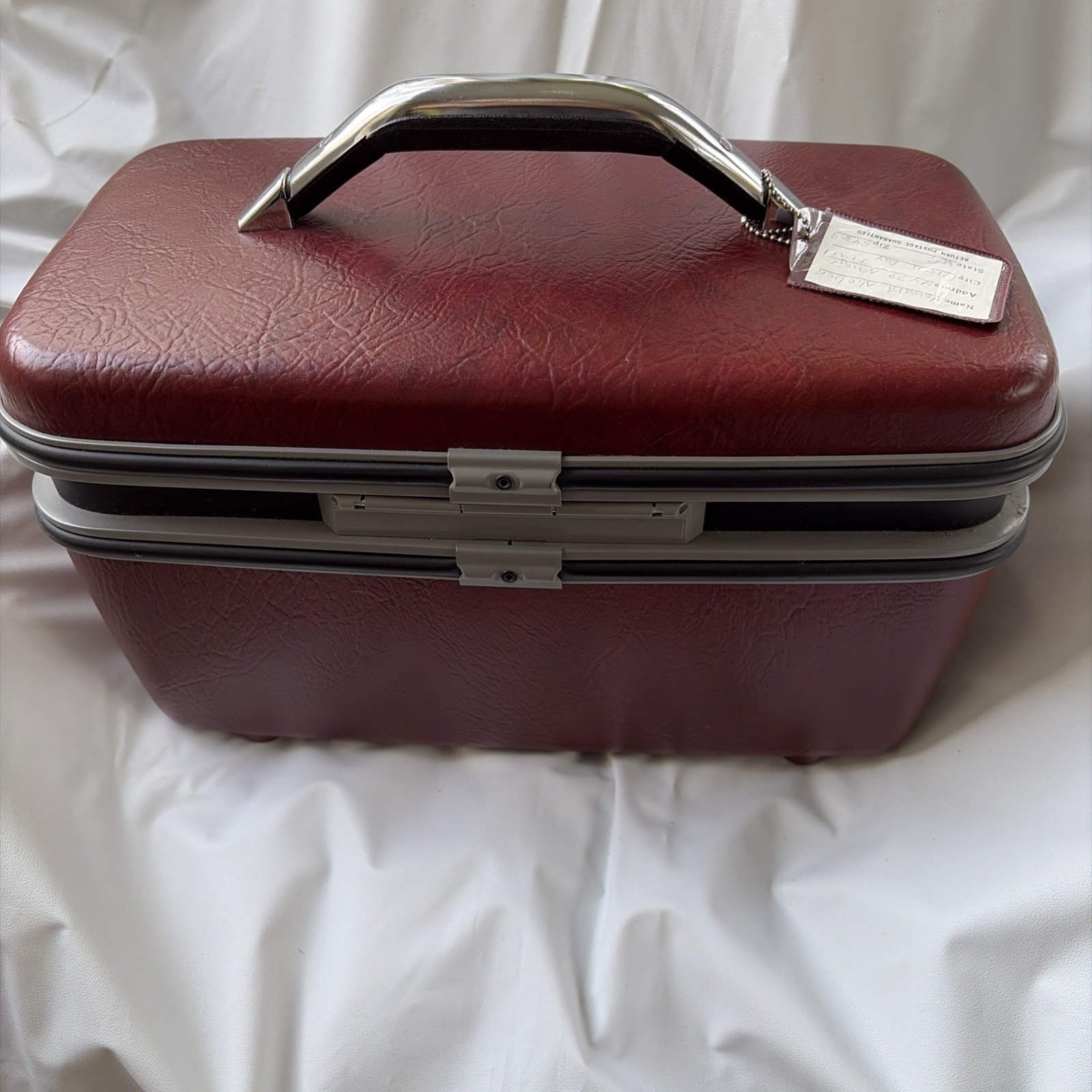 Vintage Samsonite Silhouett Train Case Red Cosmetic Case w/ Mirror, Tray & key