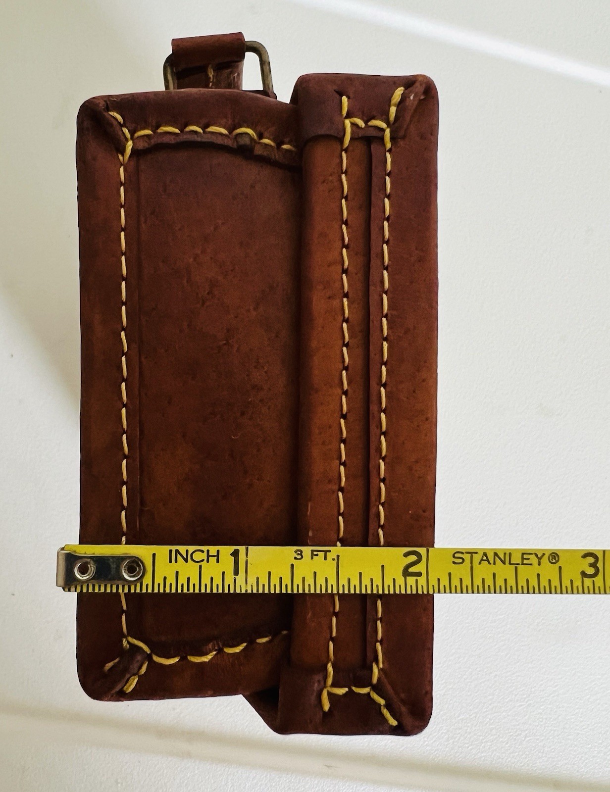 Vintage Leather Case Travel Stickers Magnetic Button Lined Mini Doll Suitcase 6”