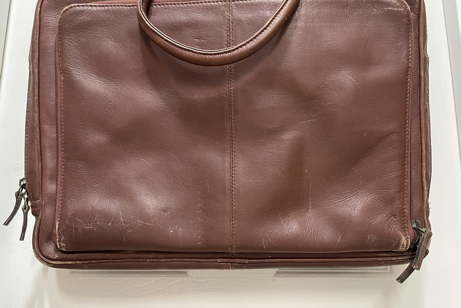 HIDESIGN Leather Laptop Bag ~Business Briefcase Satchel Brown Distressed Vintage