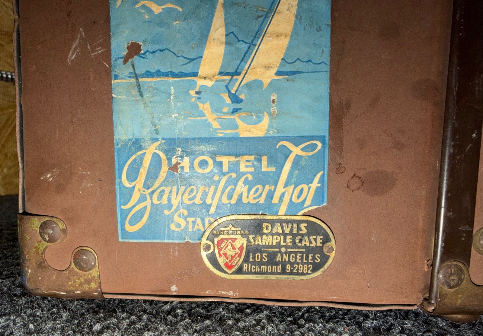 Antique Vintage Davis Sample Case Pair with Traveling Stickers