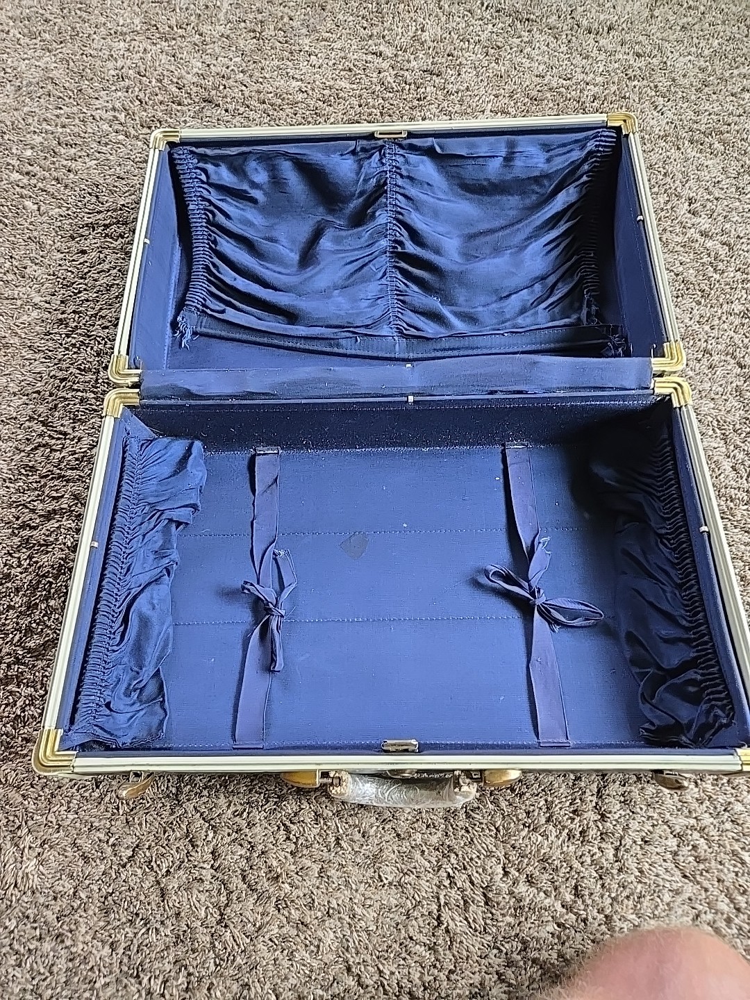 VTG 1950s Samsonite Shwayder Bros Hard Shell Suitcase Blue Marble, No Key