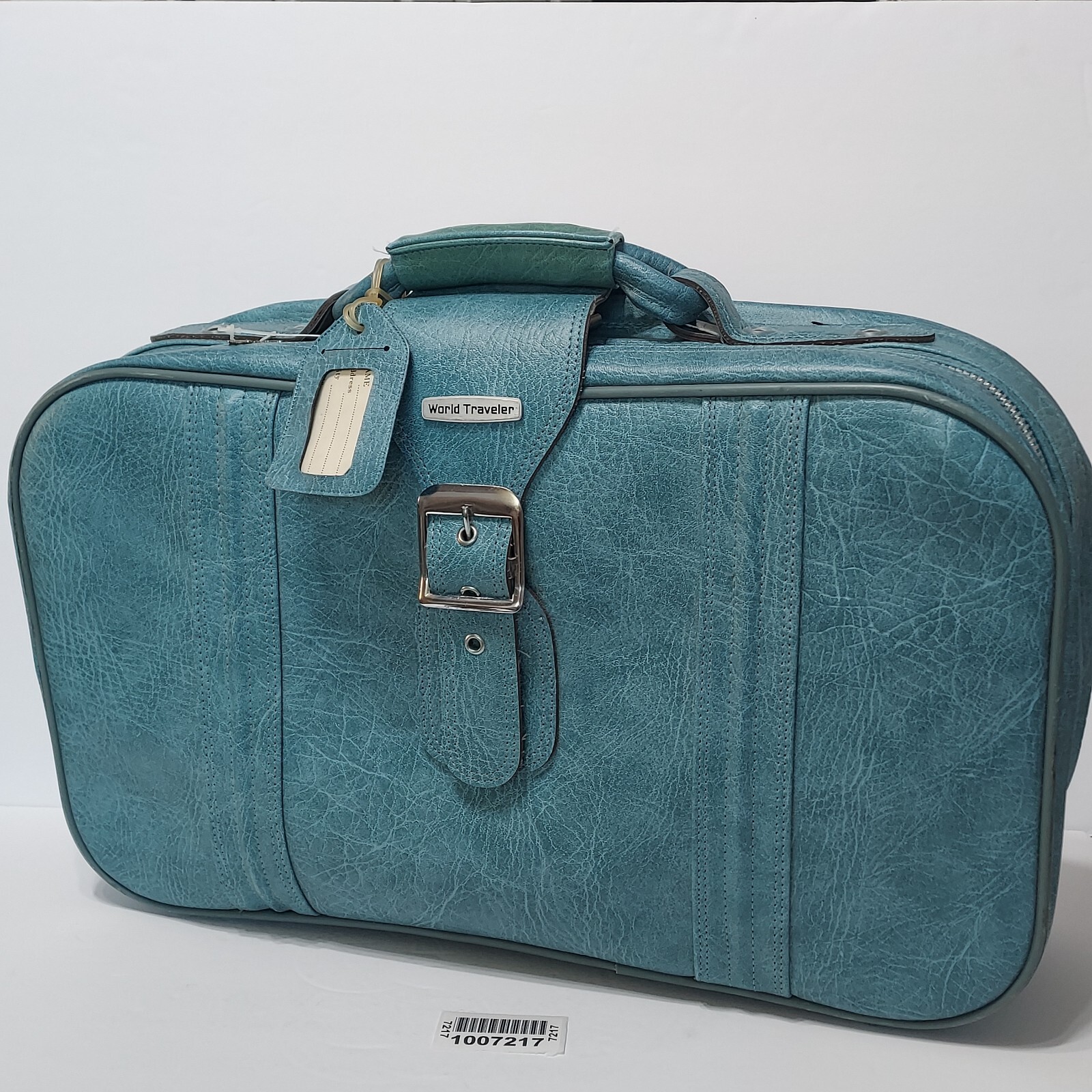 Vintage World Traveler Suitcase Soft Case Carrier Mid-Century Blue W/Lock & Keys