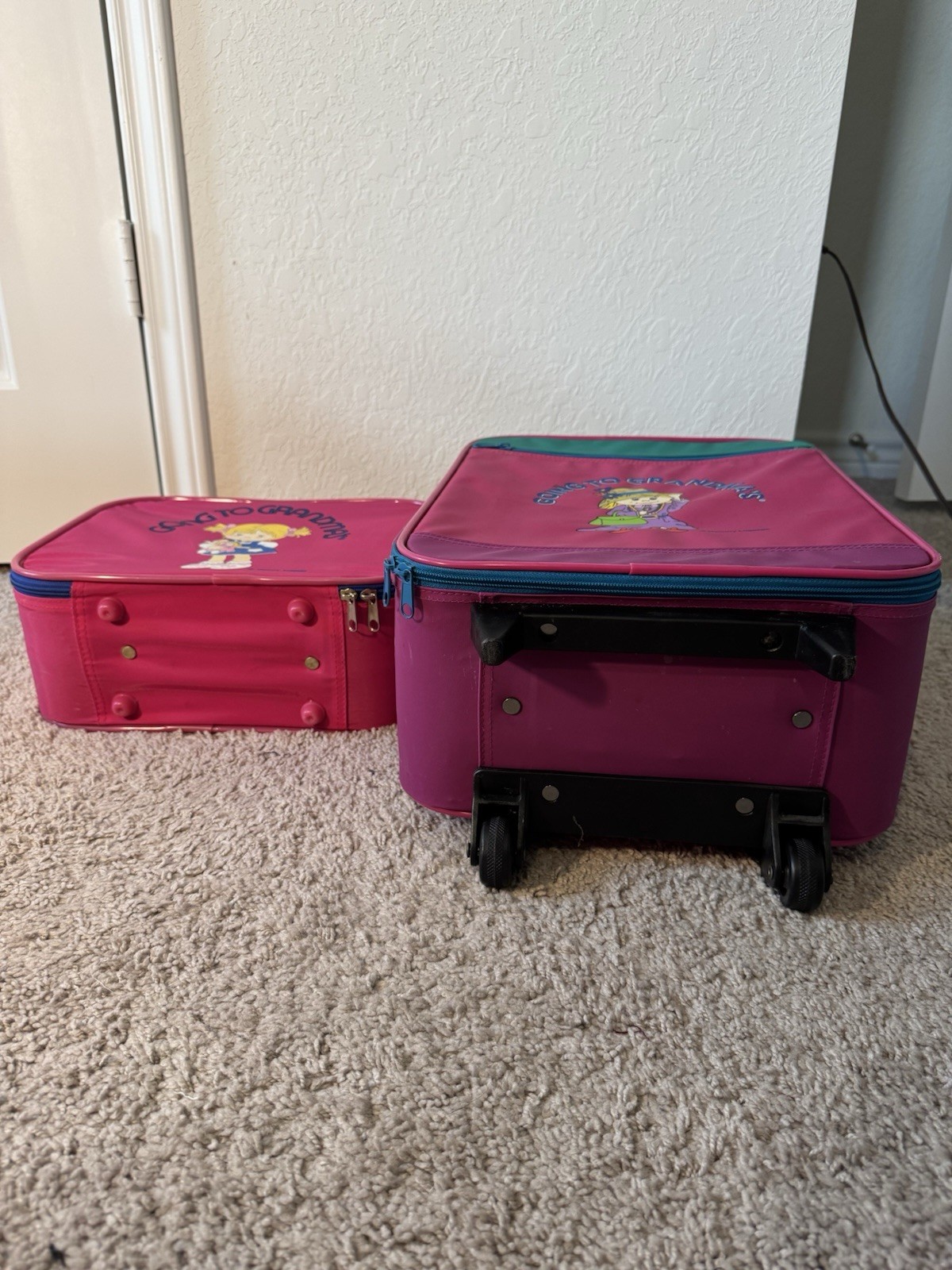 Mercury Luggage Vintage Going To Grandmas Rolling Suitcase Carry On Set RARE