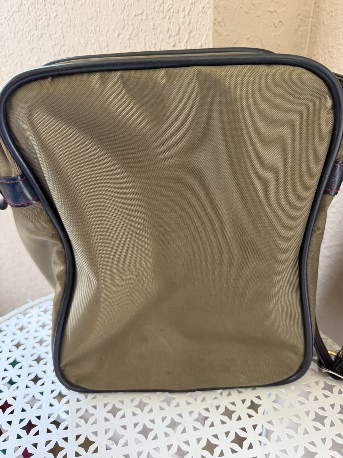 Vintage Samsonite Travel Toiletry Bag Brown Canvas Leather Trim USA