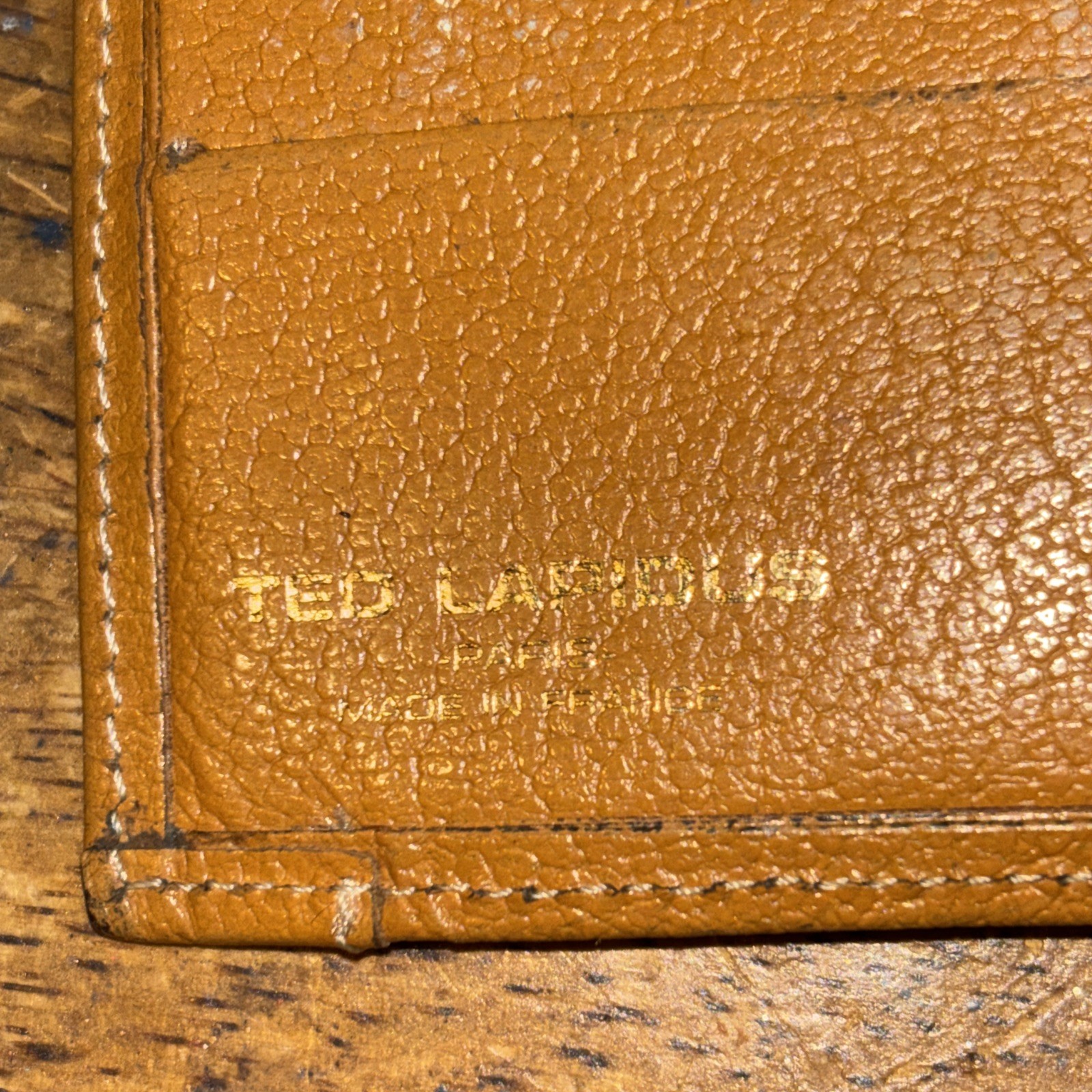 Vintage TED LAPIDUS Paris Leather & Monogramed Passport / Card Holder Wallet