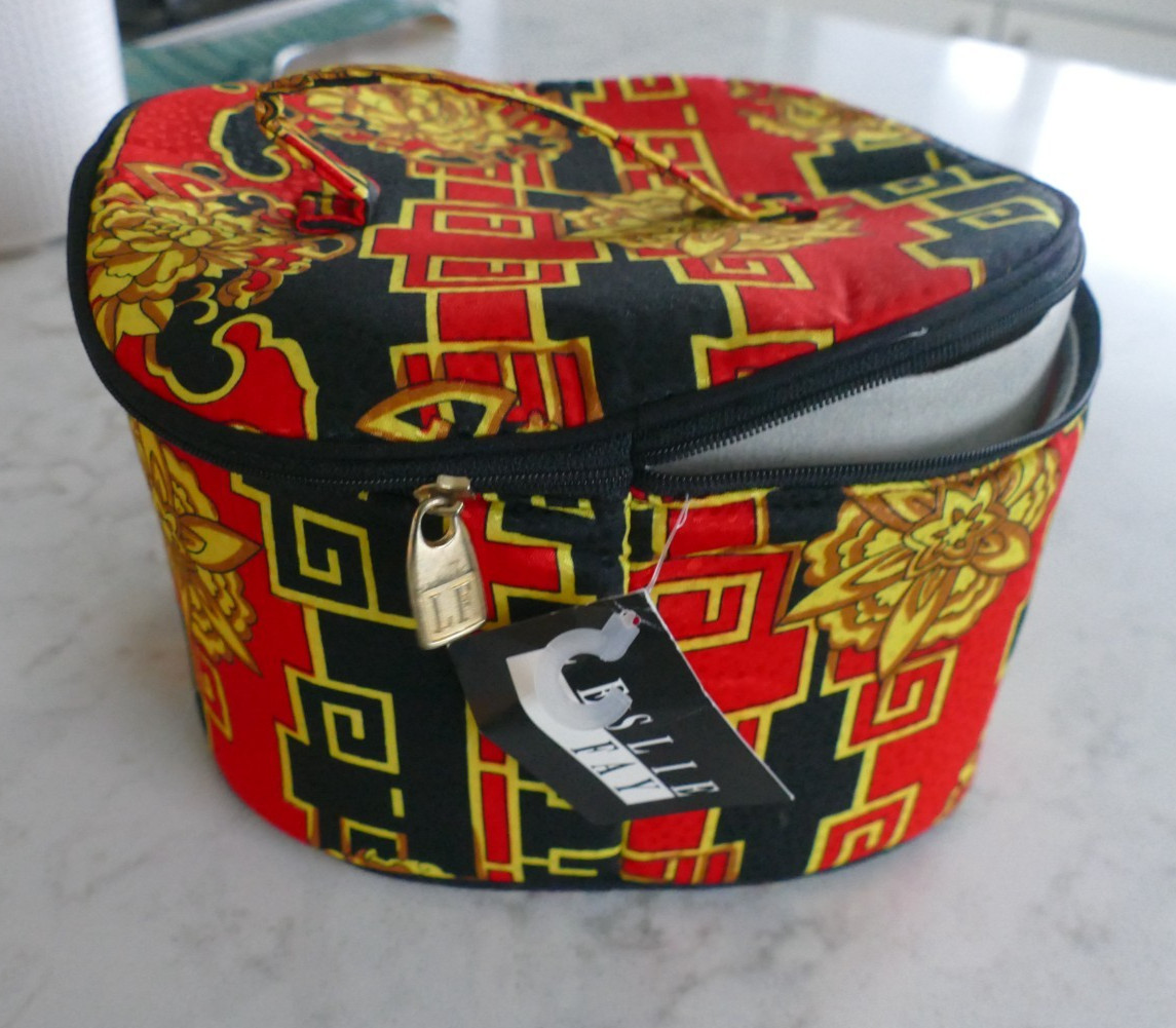 Vintage Leslie Fay Make-Up TOILETRIES Cosmetic Bag Travel Kit Versace Style New