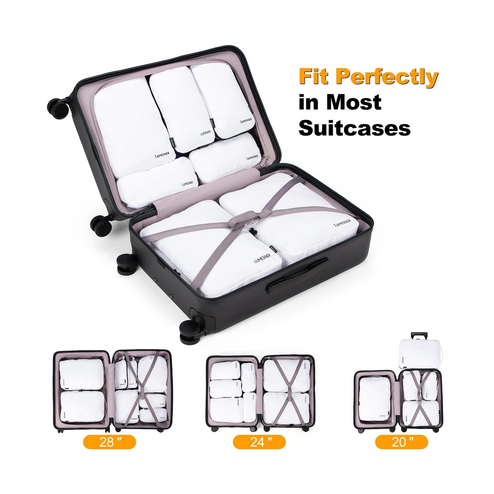 8 Set Compression Packing Cubes for Travel, Waterproof Luggage Orga… Fast Ship