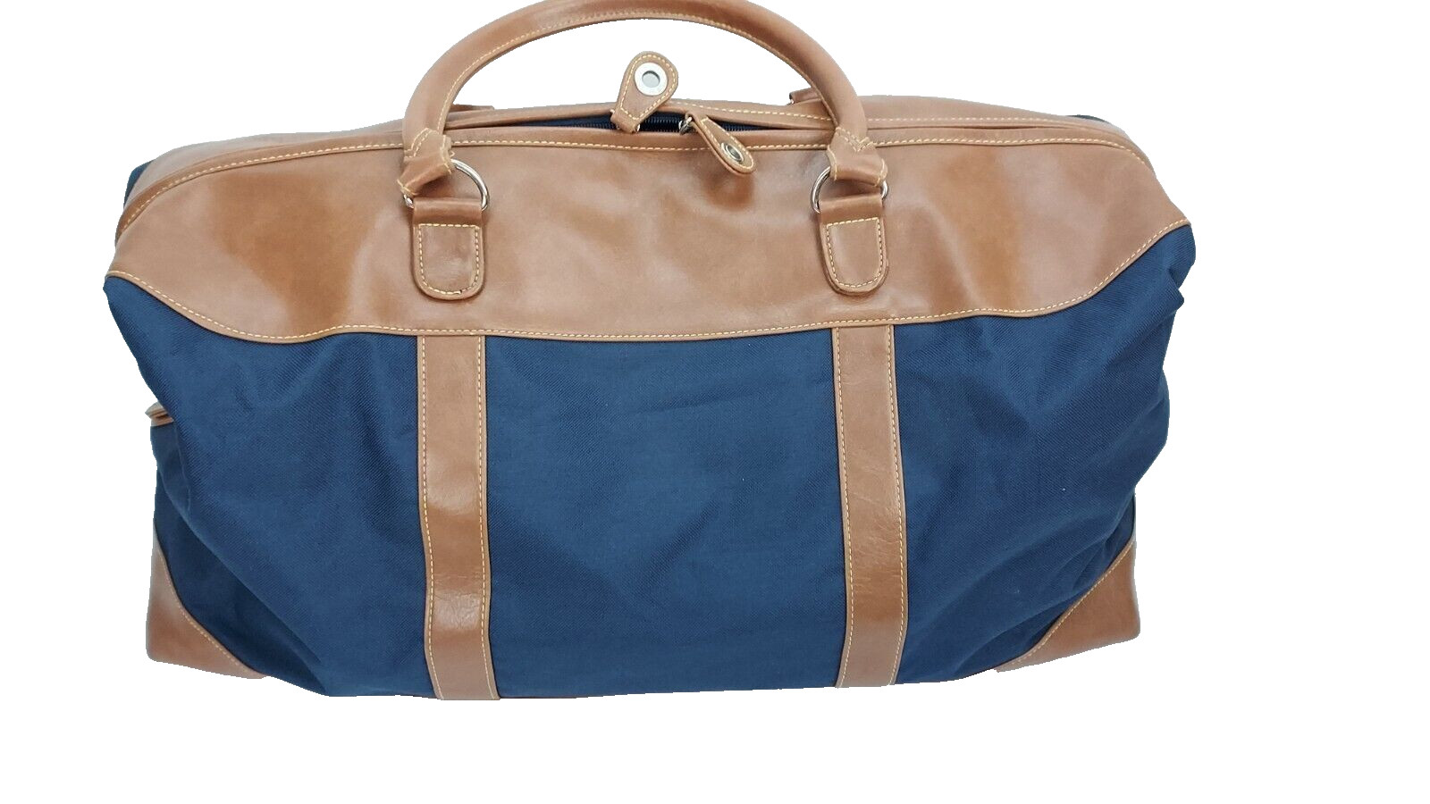 Vintage Nautica Canvas Duffel Bag 22×9 Inches Blue And Brown EUC