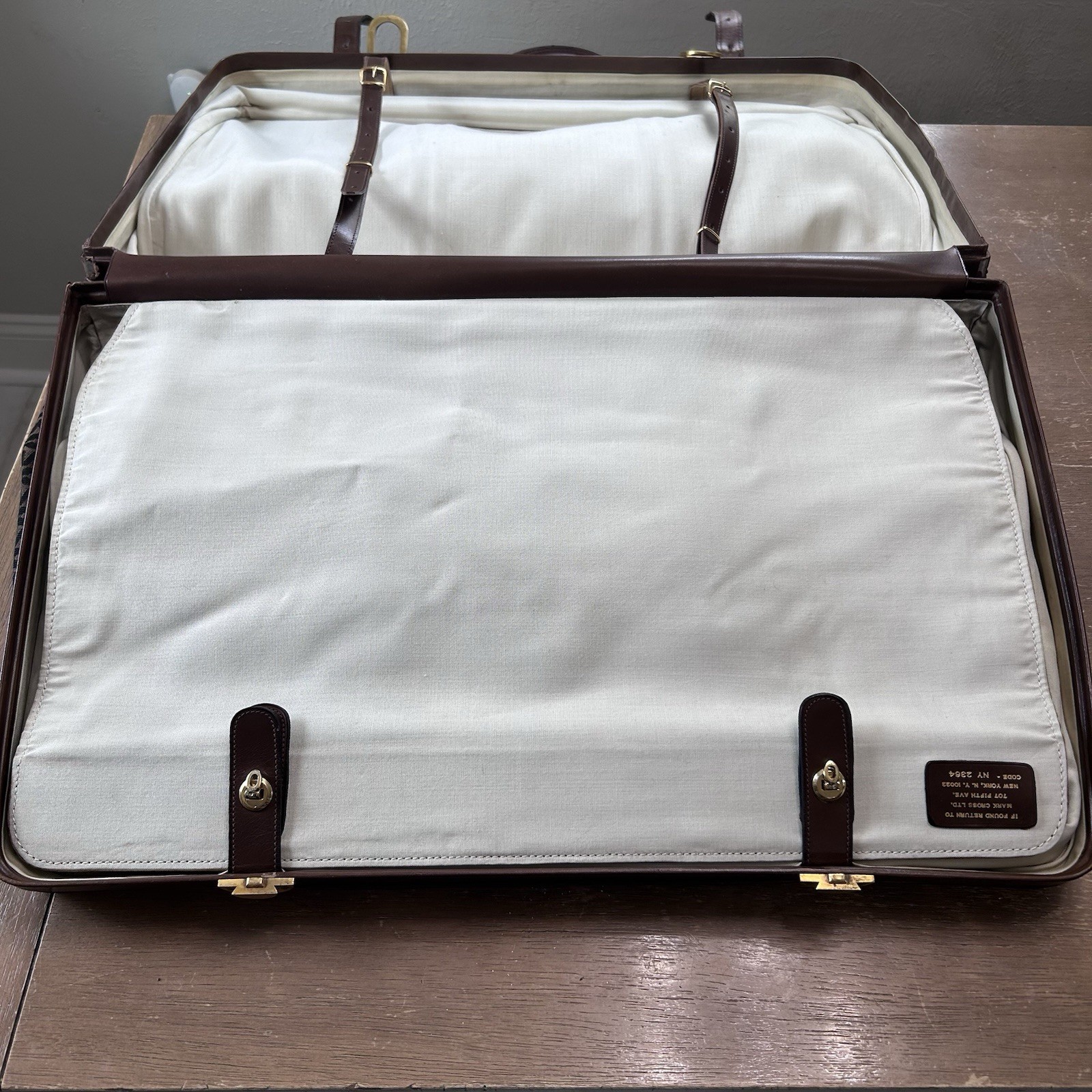 Mark Cross Italy 3-pc Luggage Set Canvas & Leather Vintage 60s Mid Century