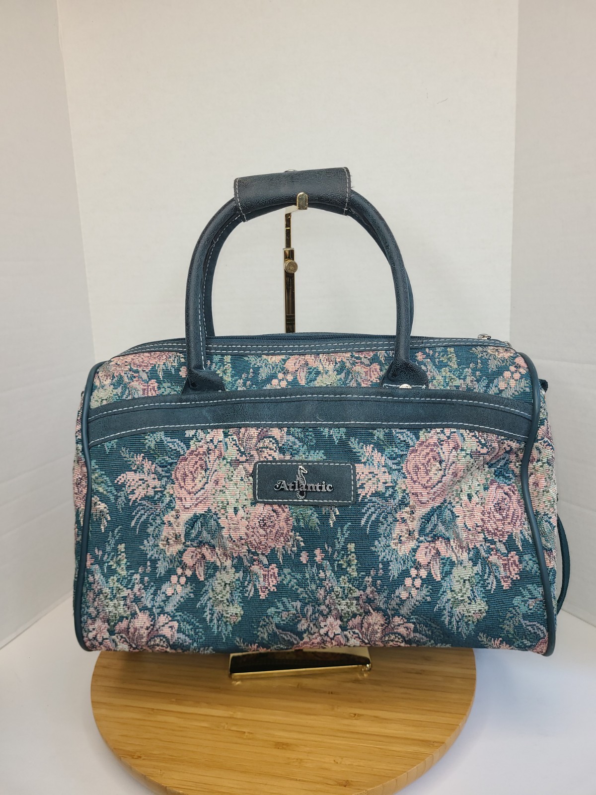 Vntg Overnight Bag Carry On Atlantic Travel Bag Floral Tapestry Suitcase
