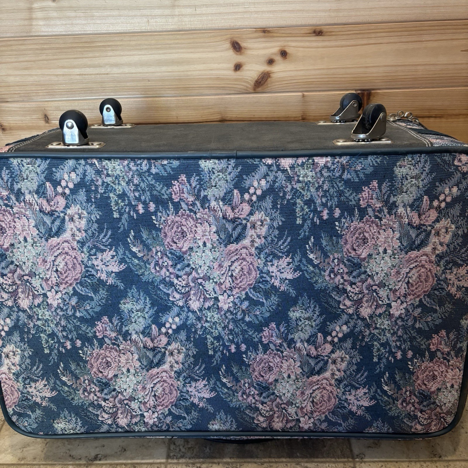 Vintage Atlantic floral tapestry luggage Set Rolling Bag, Weekend Bag, Carry On