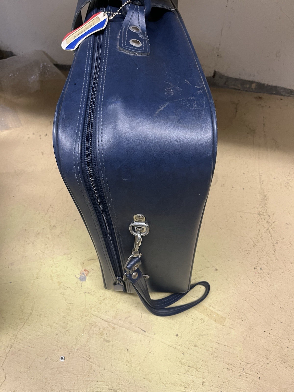 American Tourister Vintage 1970s Navy Blue Soft-Sided Vinyl Suitcase Set