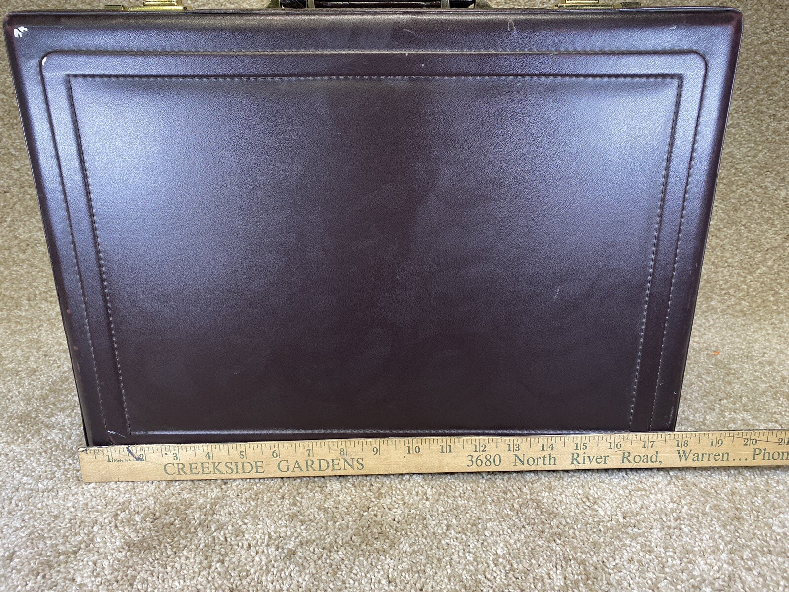 Vintage LA Brief Briefcase Attache Hardcase Vinyl Leather Combo Lock Blk 13×18″