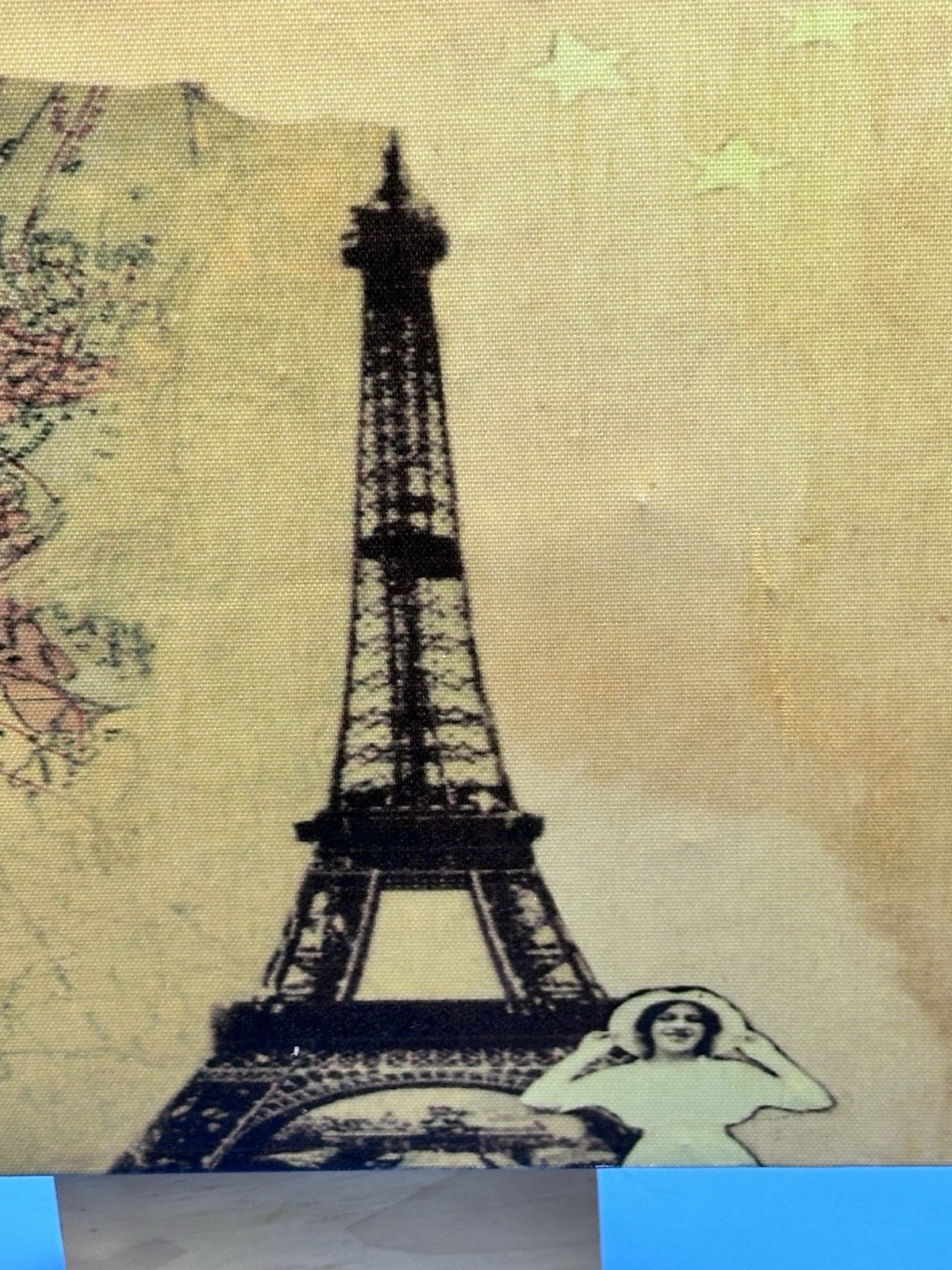 Vtg Style Decorative Wood Retro Parisian Suitcase Eiffel Tower/Map/1926/Buckles