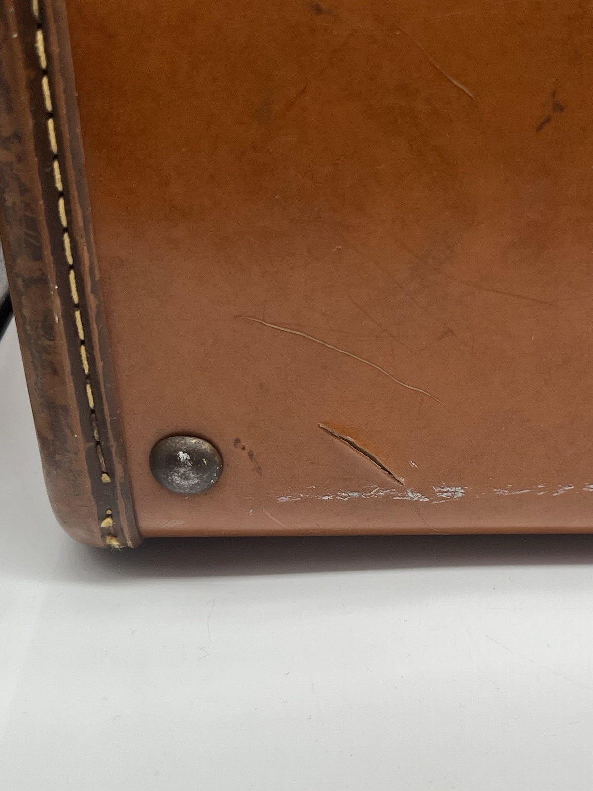Vintage Samsonite Leather Weekender Vanity Suitcase