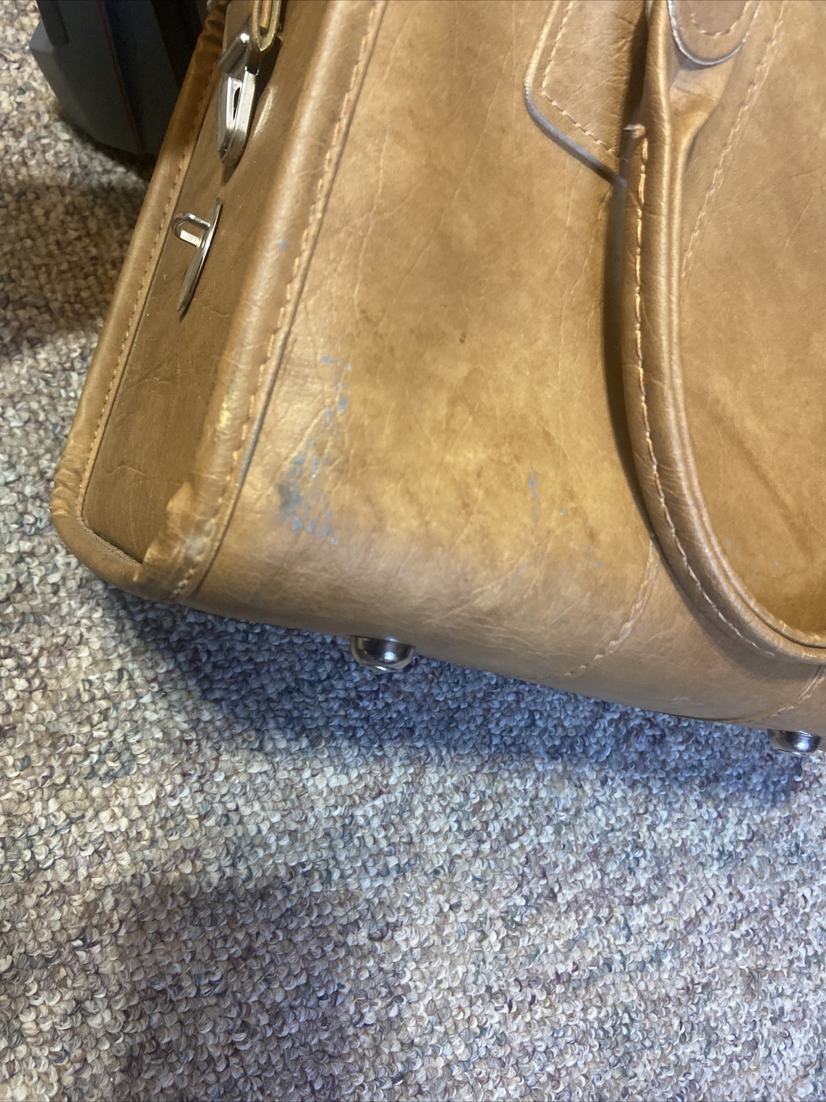 VTG Samsonite Bag Tote Carry-on Leather Brown Strap Zipper Business Aviation