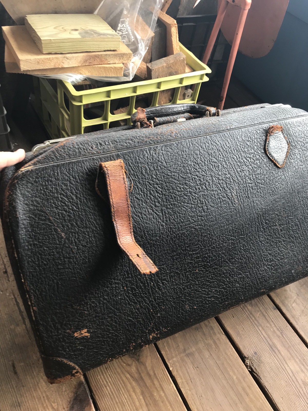 Antique Softshell Luggage , Leather ? Buckle Straps