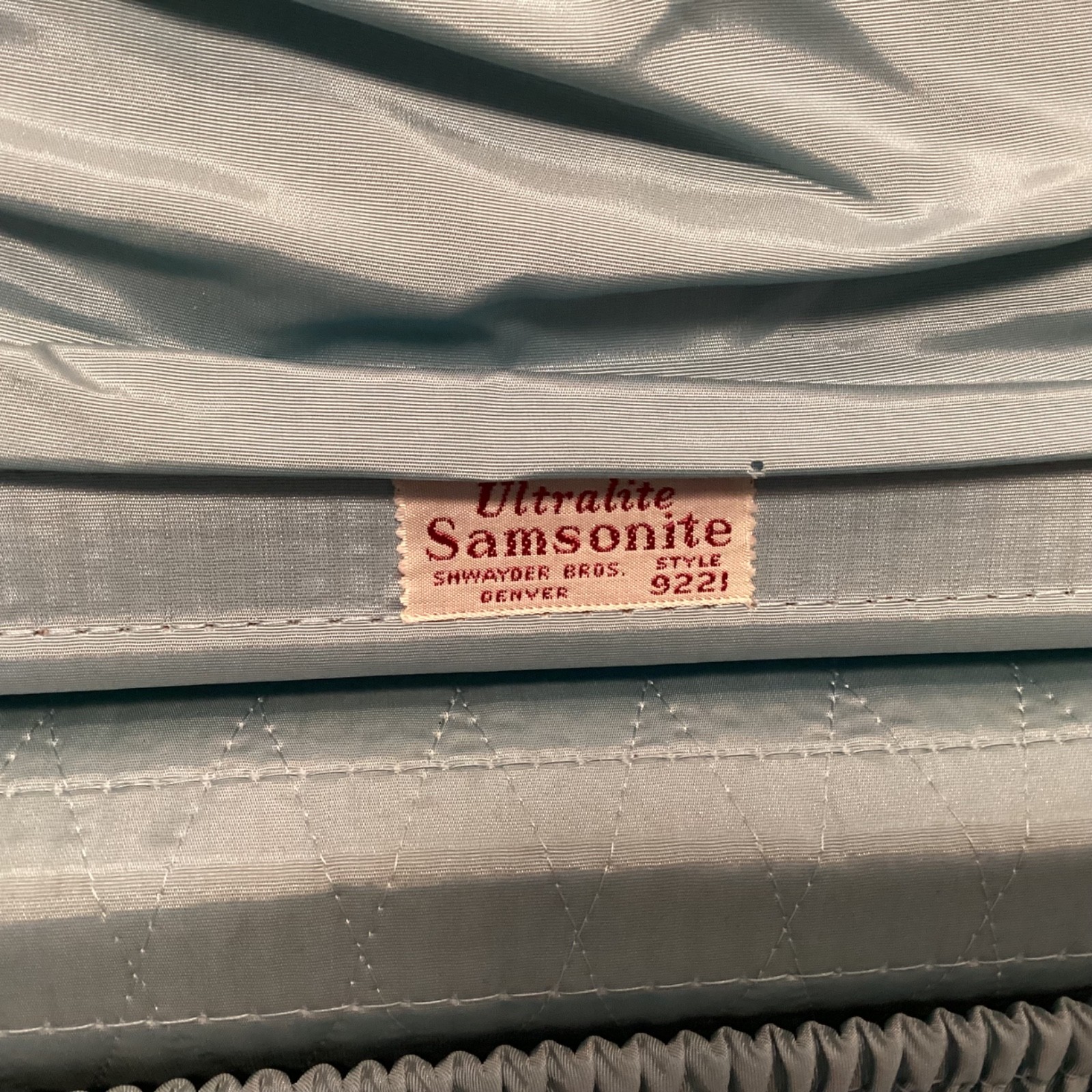 Vintage 1950s Samsonite Streamlite Blue Tweed Luggage 3 Piece Suitcase Set Keys