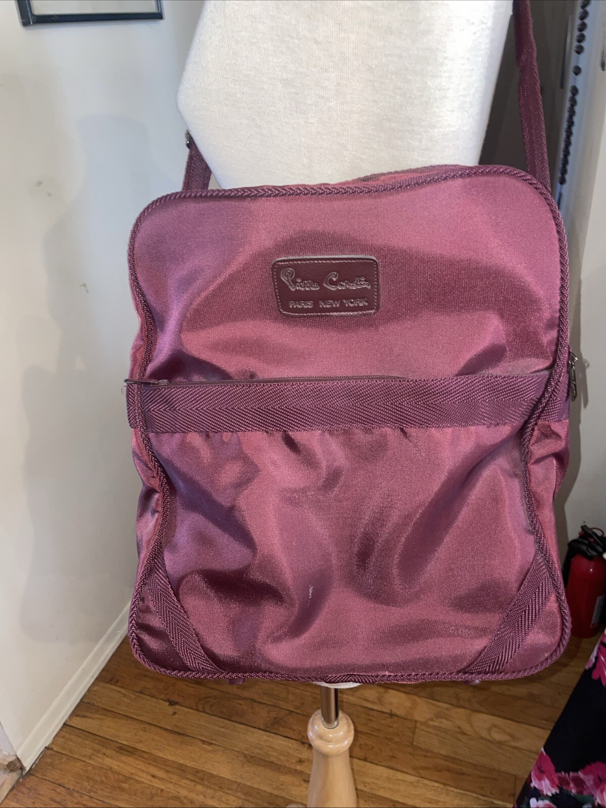 Vintage Pierre Cardin Paris New York Burgundy wine travel bag 15 X 13 X 4
