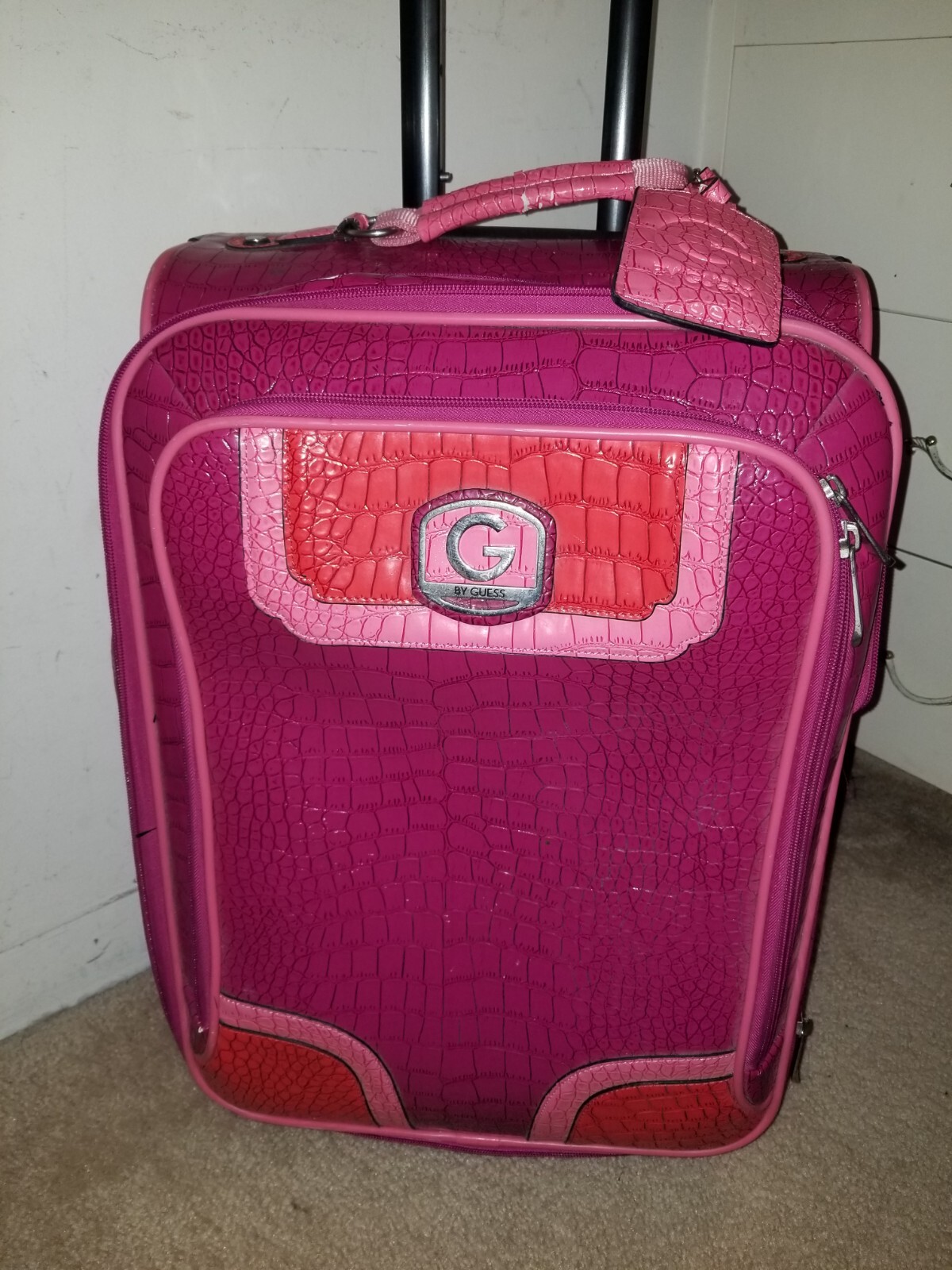 Vintage G by Guess Faux croc pink luggage carry on